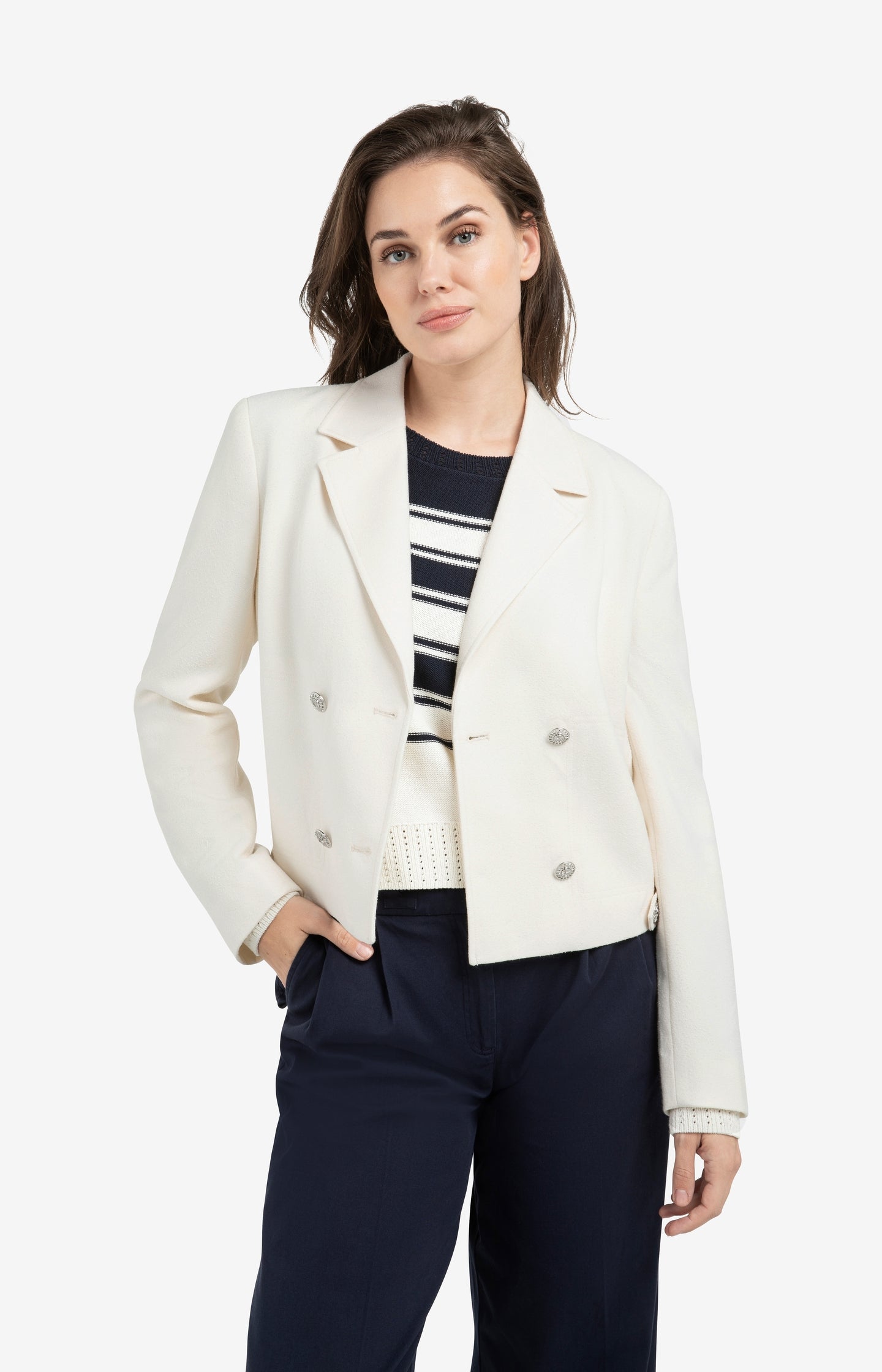 Short double-breasted blazer jacket