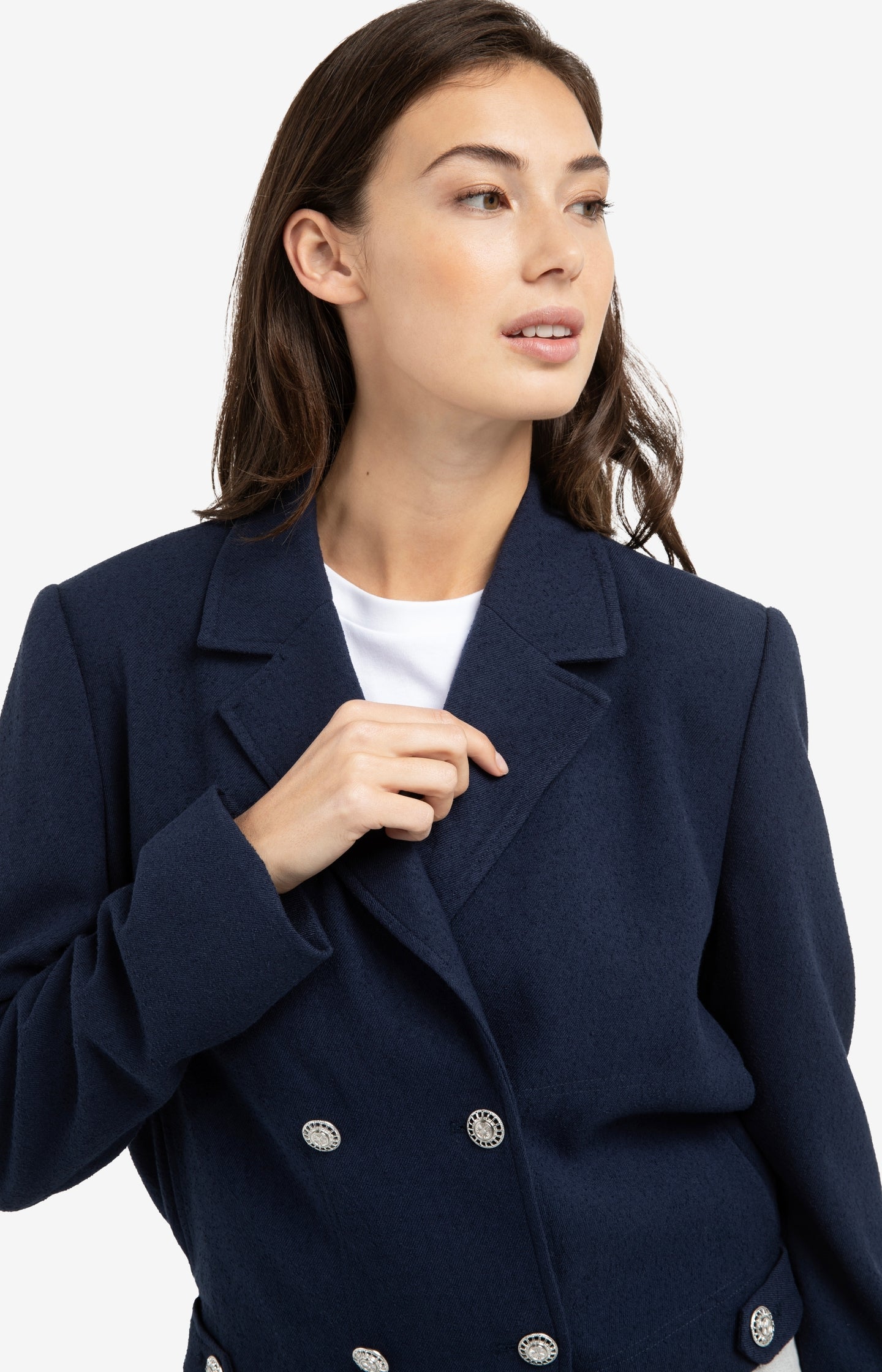 Short double-breasted blazer jacket