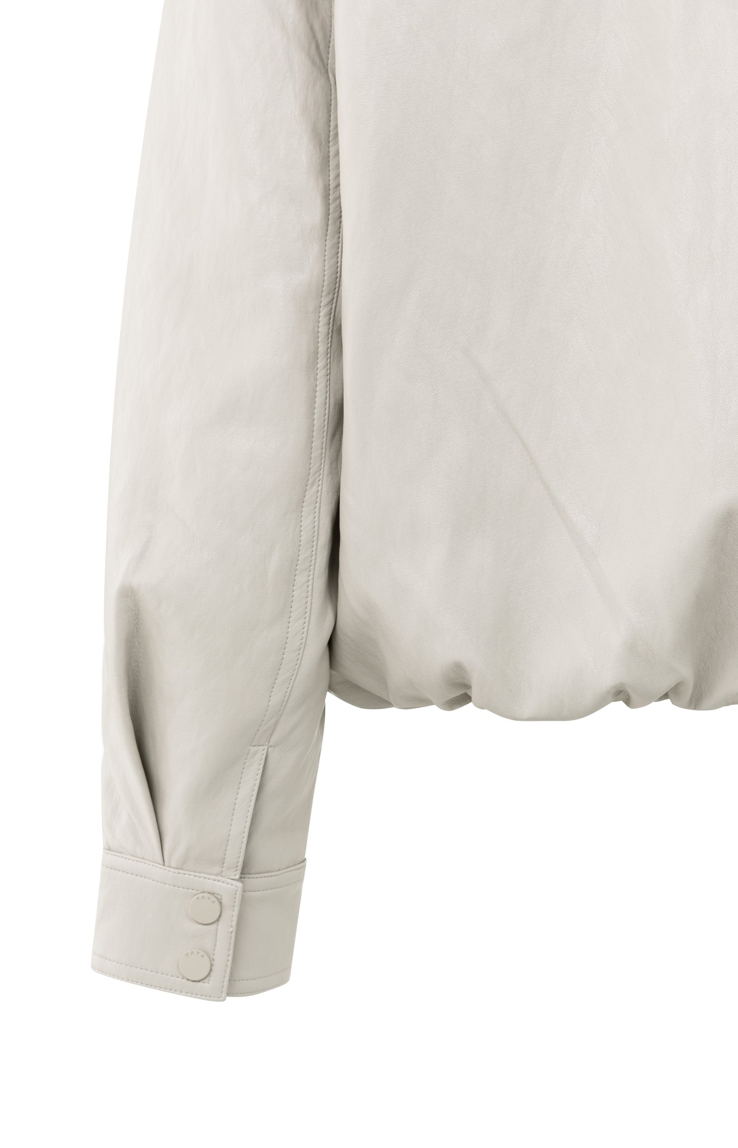 Short faux leather jacket with elastic hem
