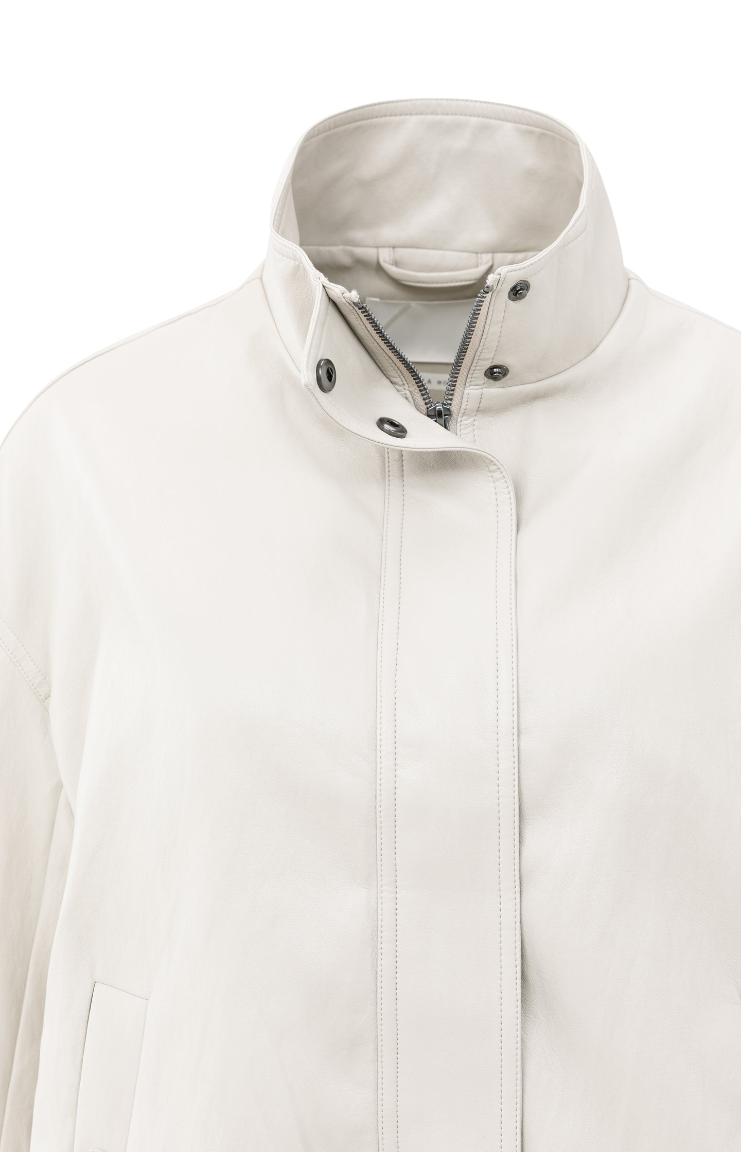 Short faux leather jacket with elastic hem