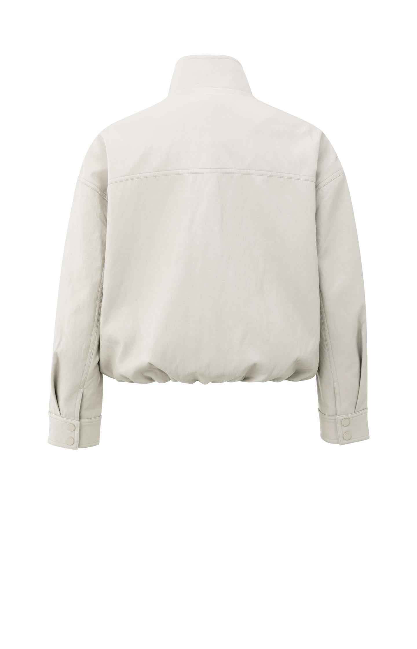 Short faux leather jacket with elastic hem