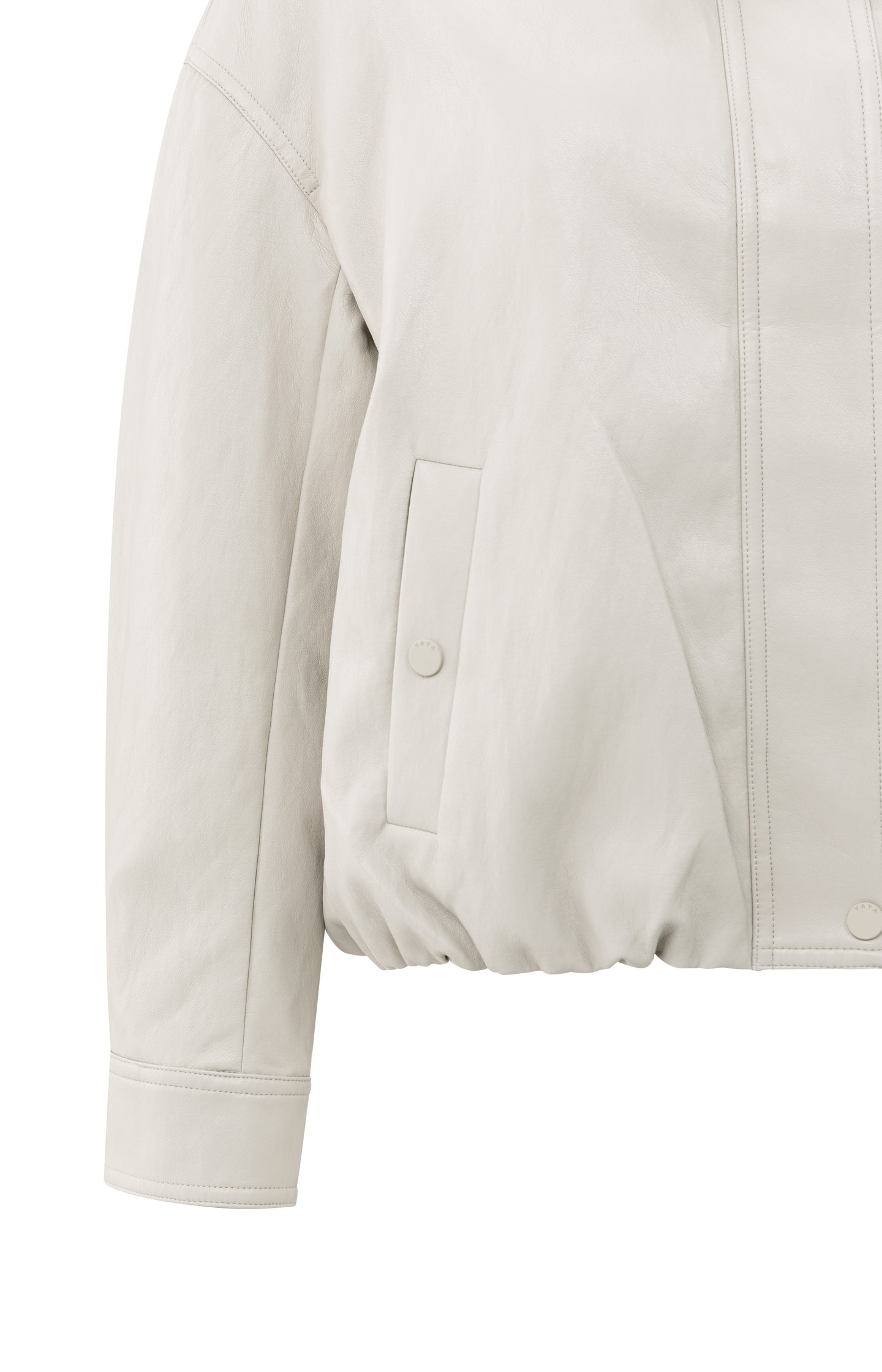 Short faux leather jacket with elastic hem