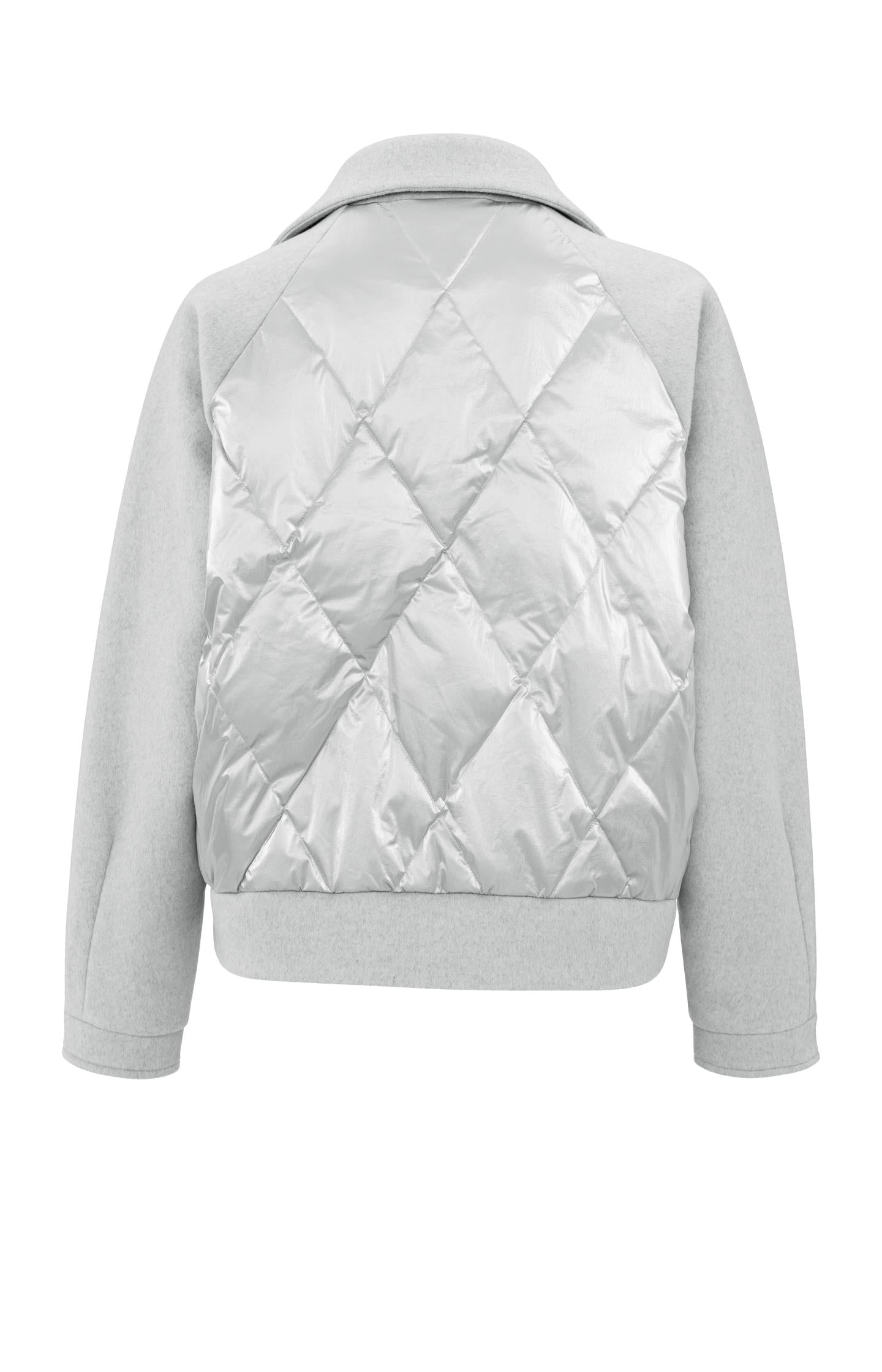 Short jacket in wool blend with shiny quilted details