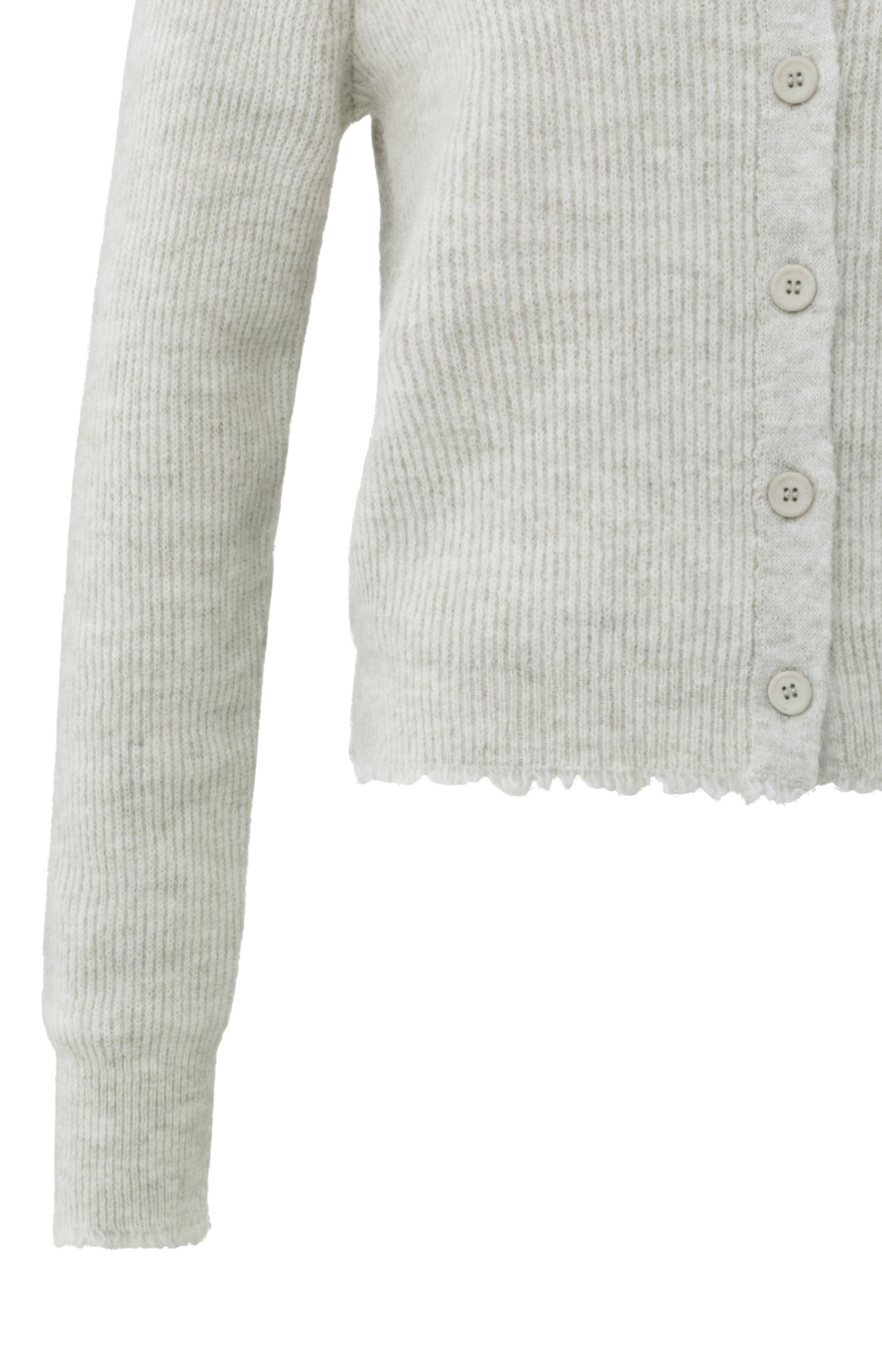 Short melange cardigan with refined trim details