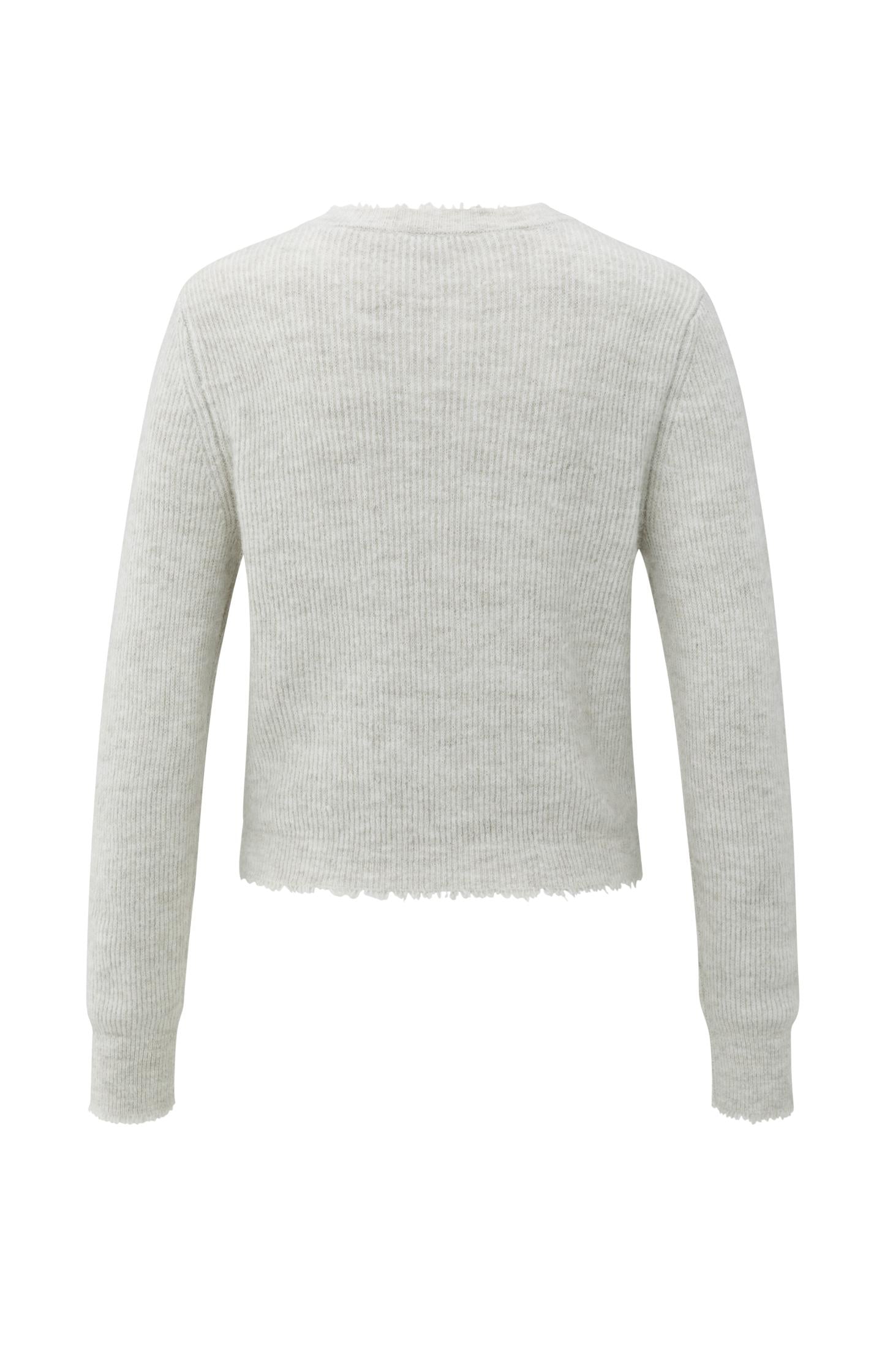 Short melange cardigan with refined trim details