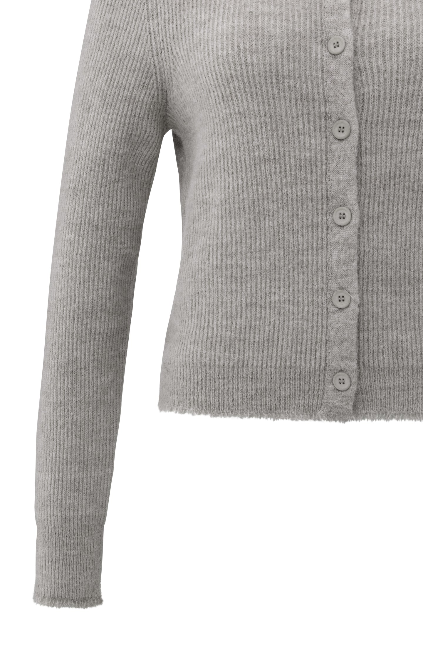 Short melange cardigan with refined trim details