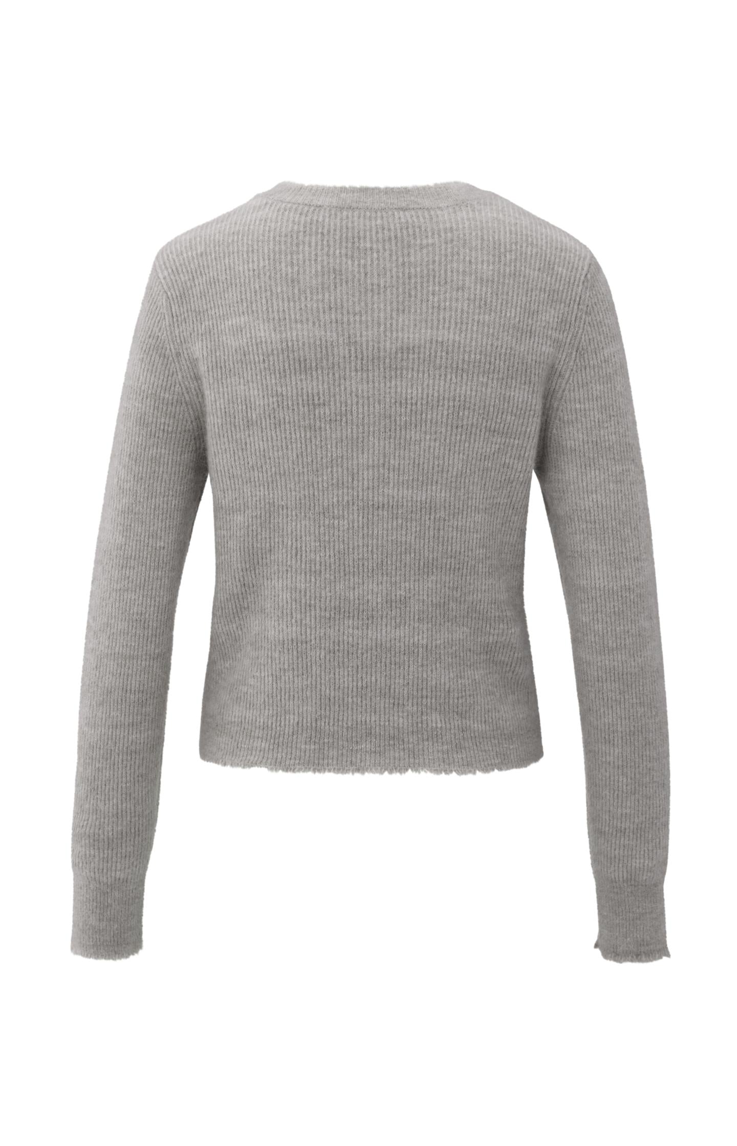Short melange cardigan with refined trim details