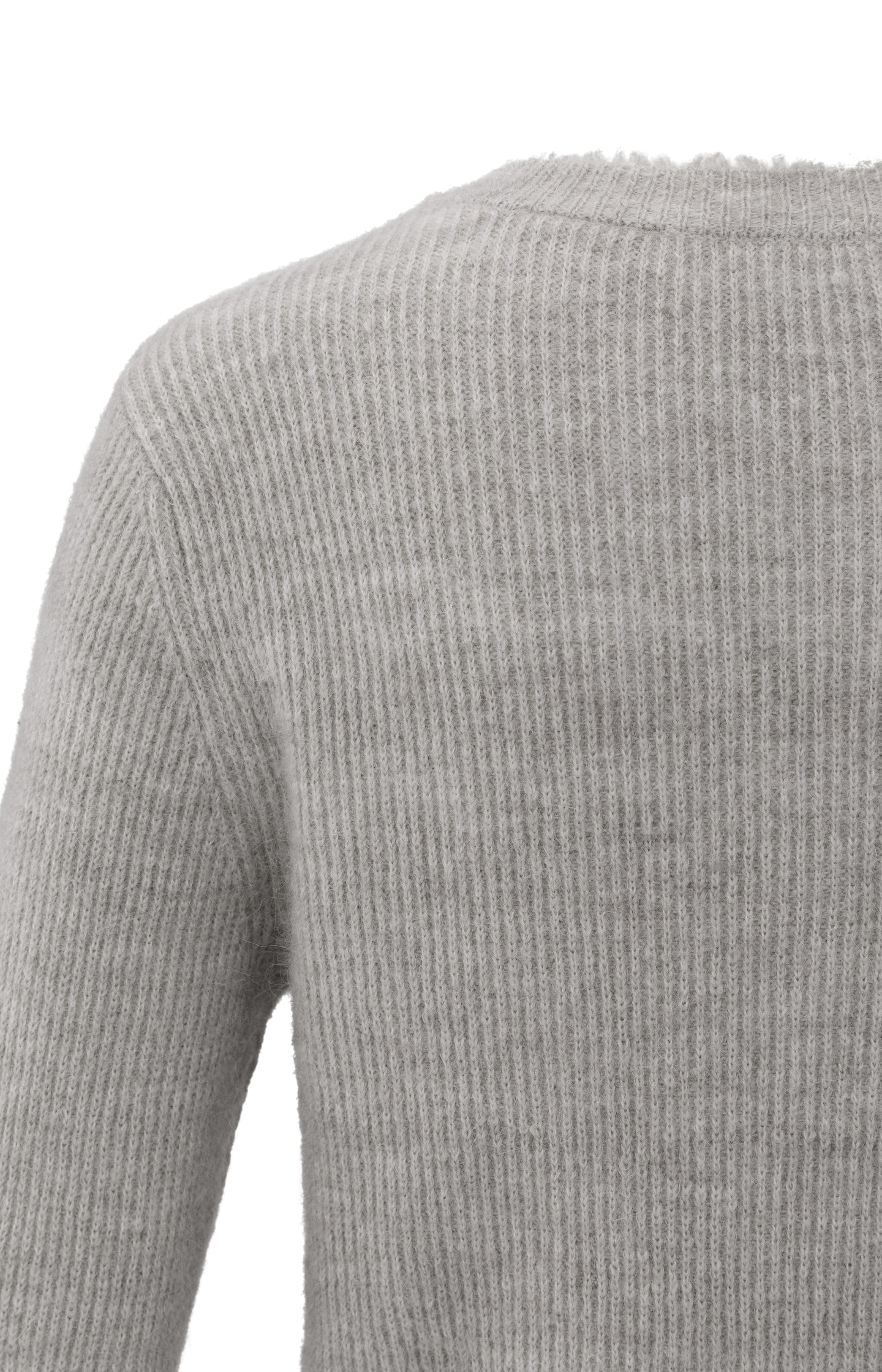 Short melange cardigan with refined trim details