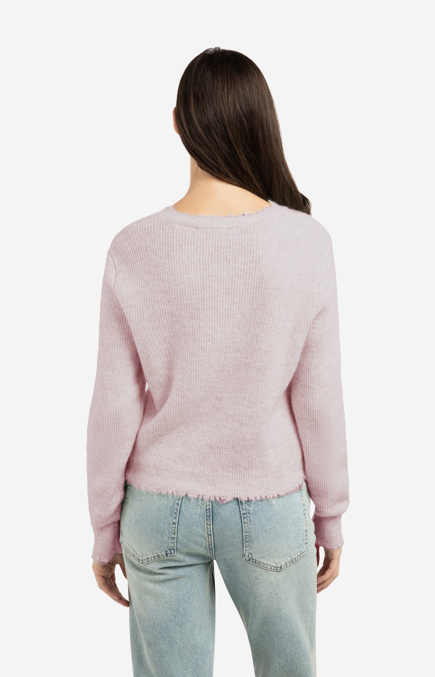 Short melange cardigan with refined trim details