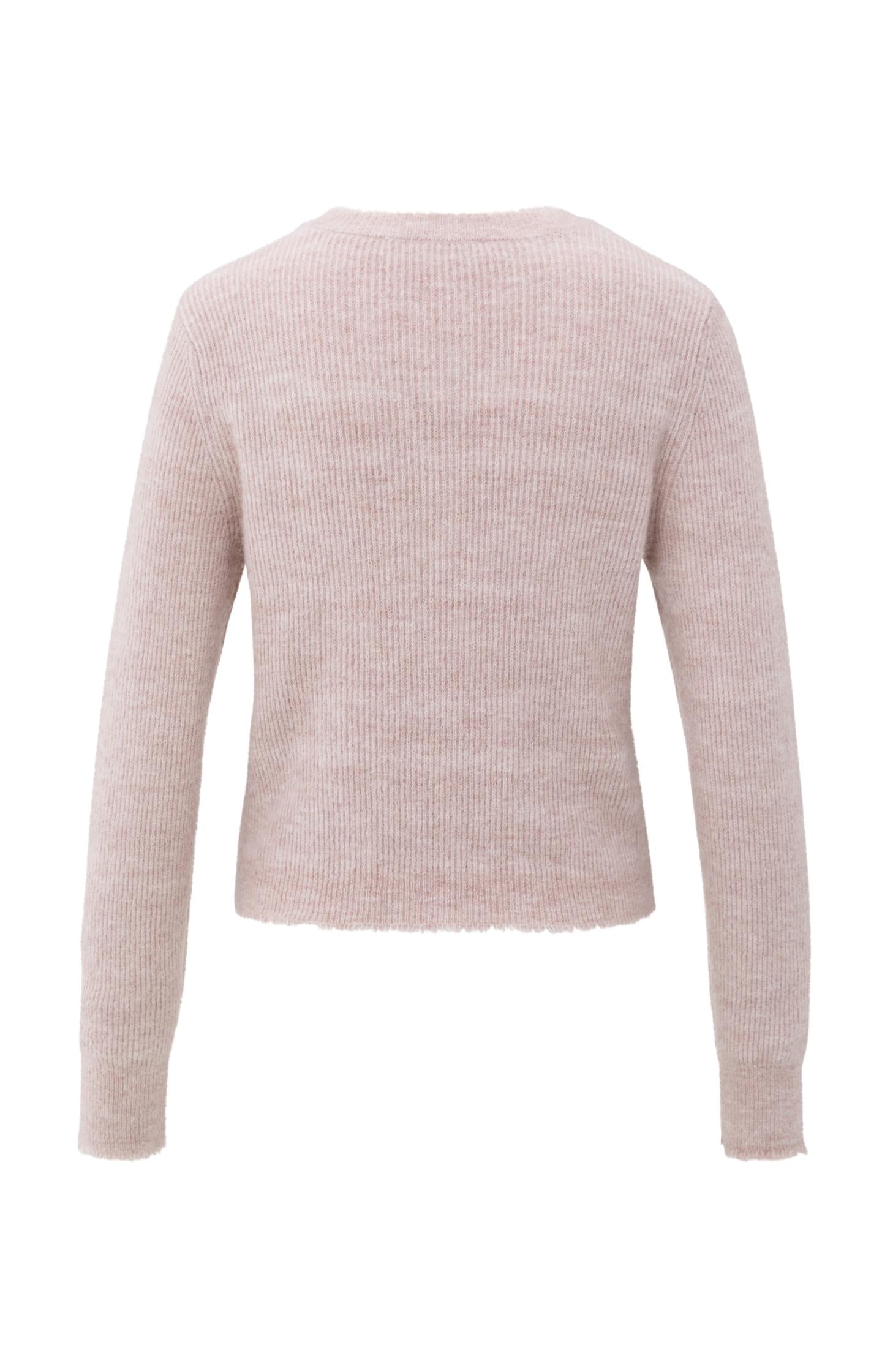 Short melange cardigan with refined trim details