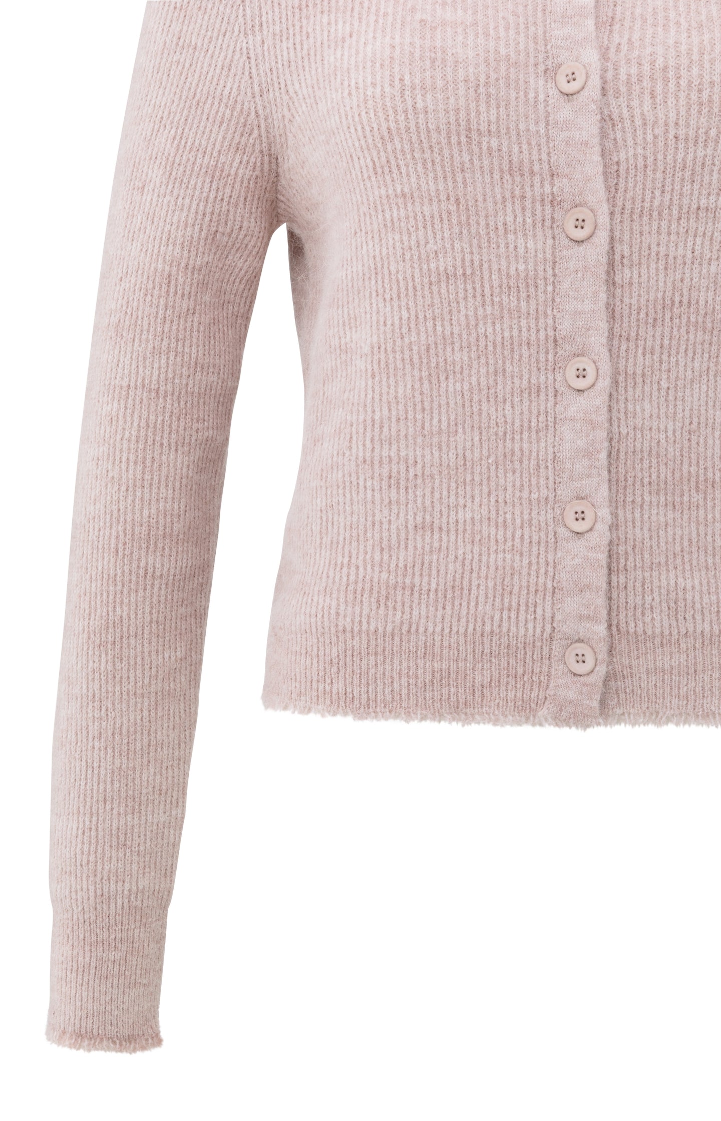 Short melange cardigan with refined trim details