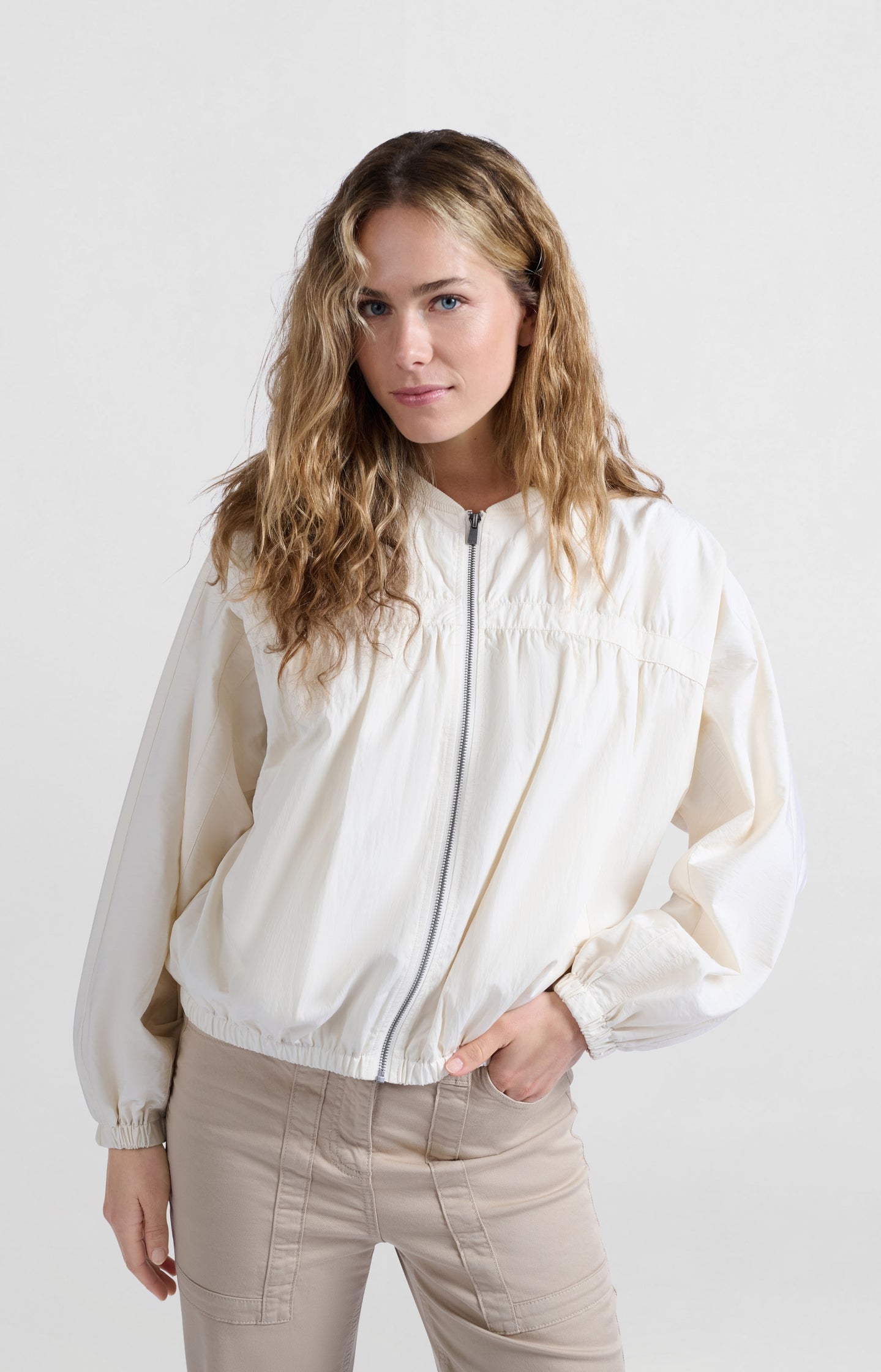 Short nylon bomber jacket with oversized fit - Type: lookbook