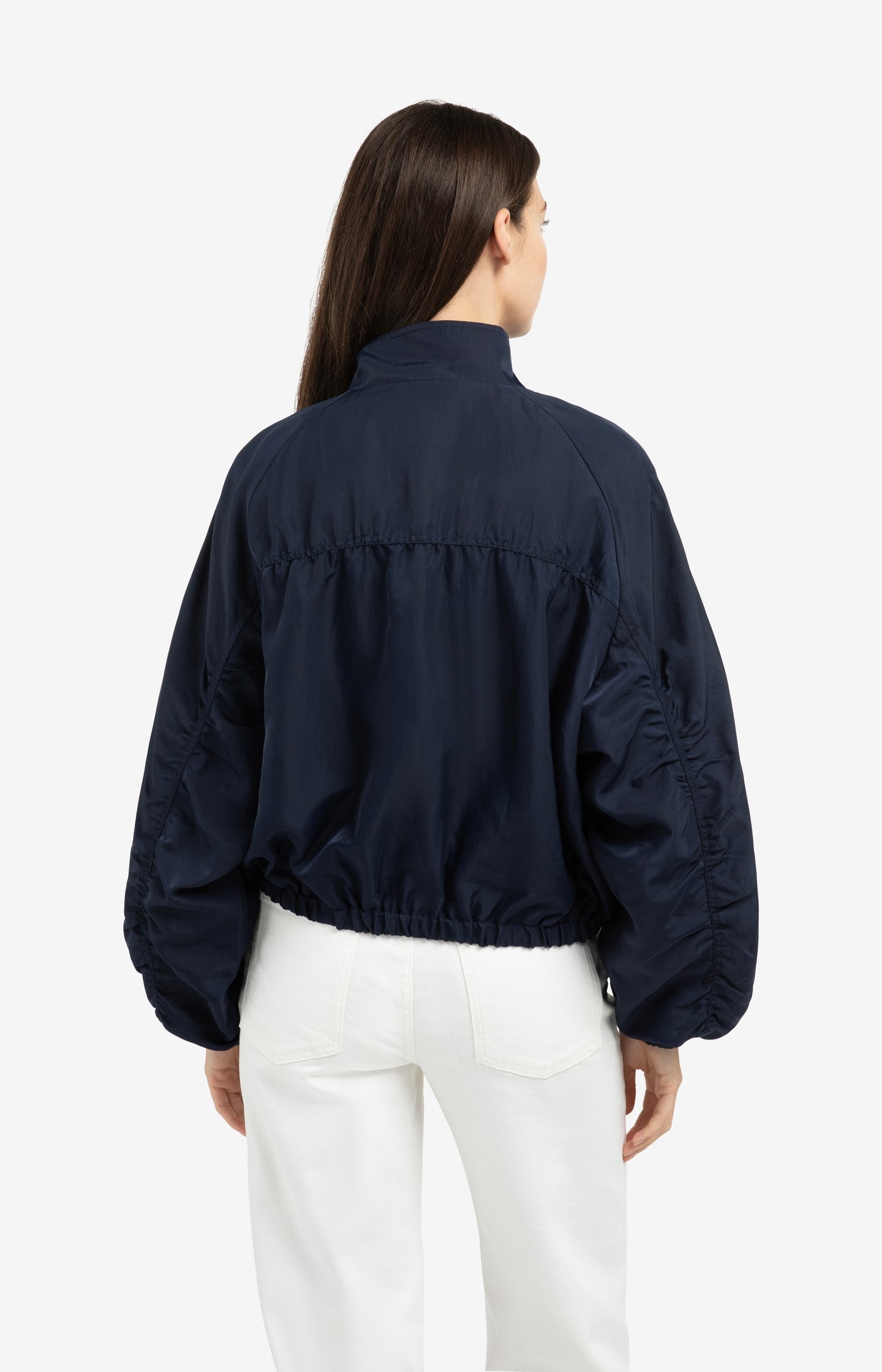 Short oversized jacket with pleated details