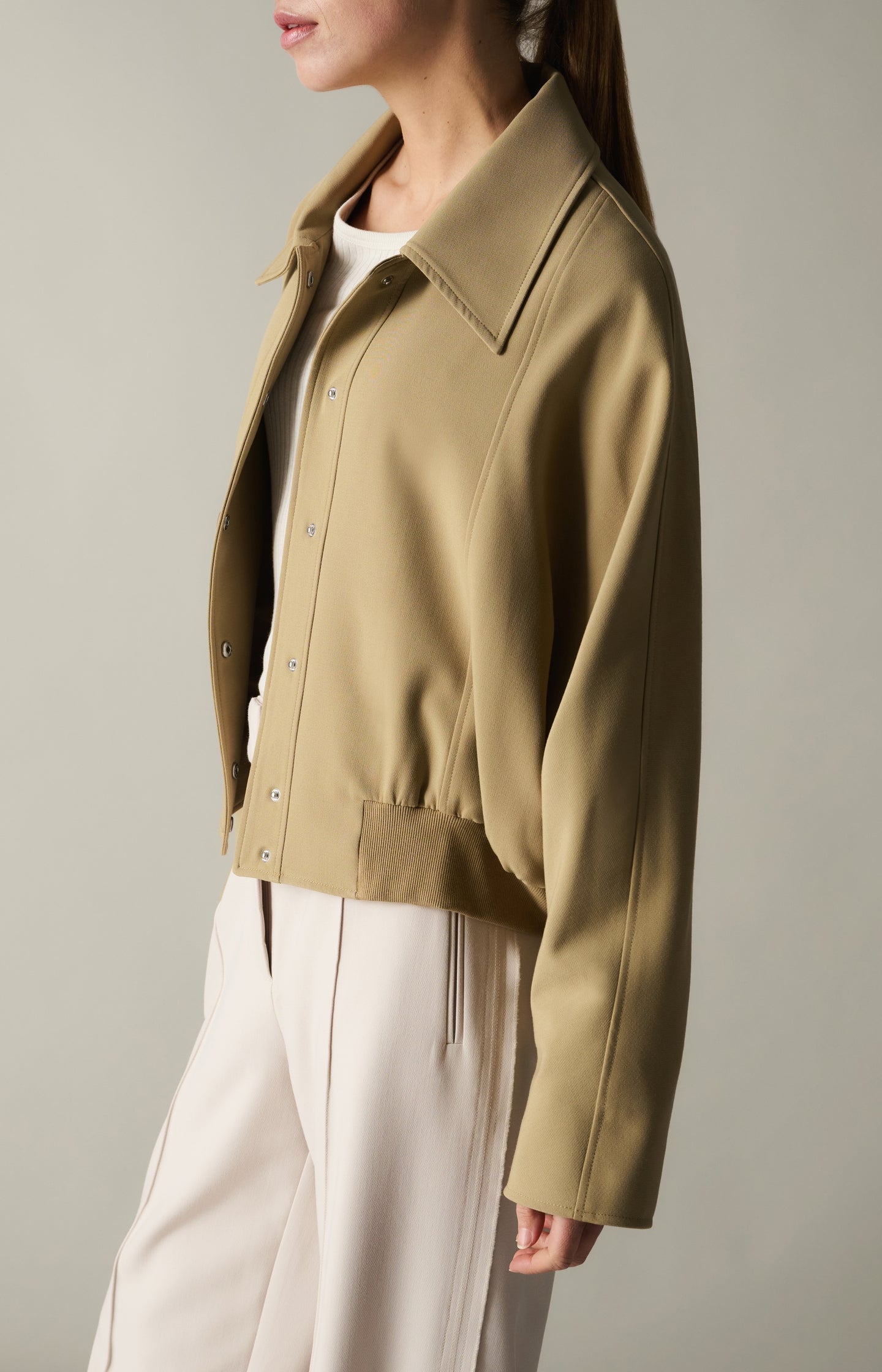 Short oversized jacket with ribbed hem