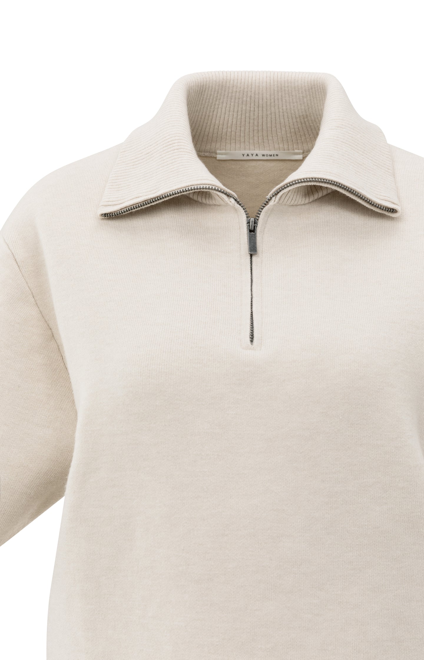 Short sleeve sweater with collar and half zip