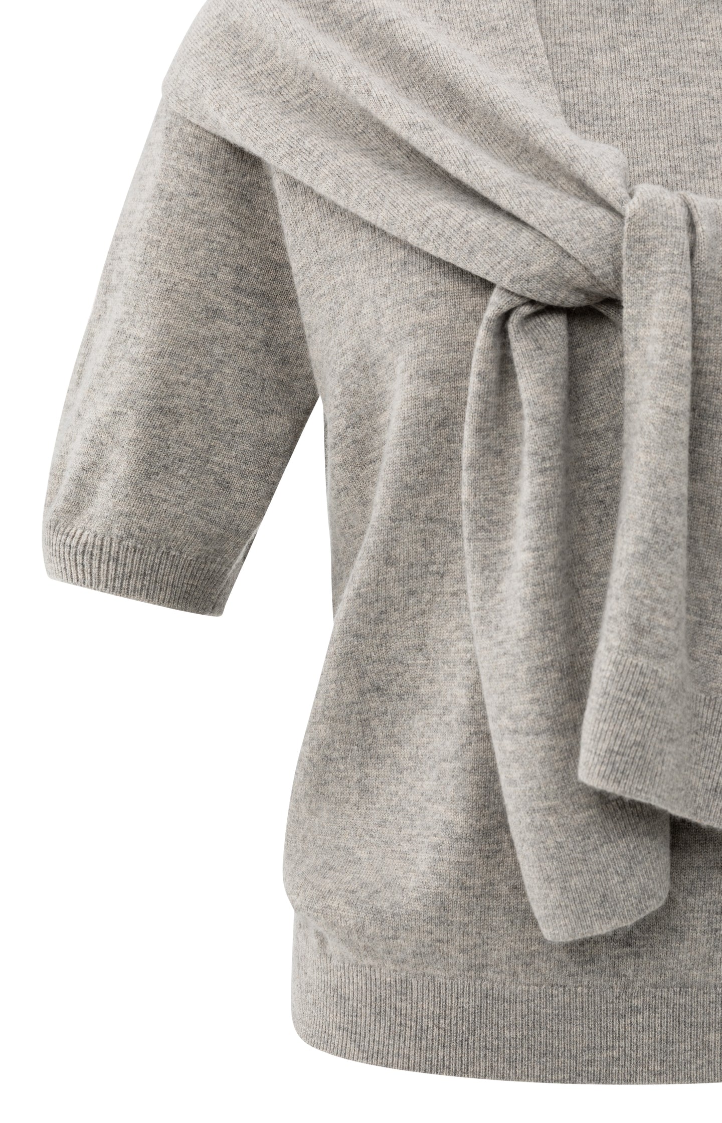 Short sleeve sweater with fixed scarf detail