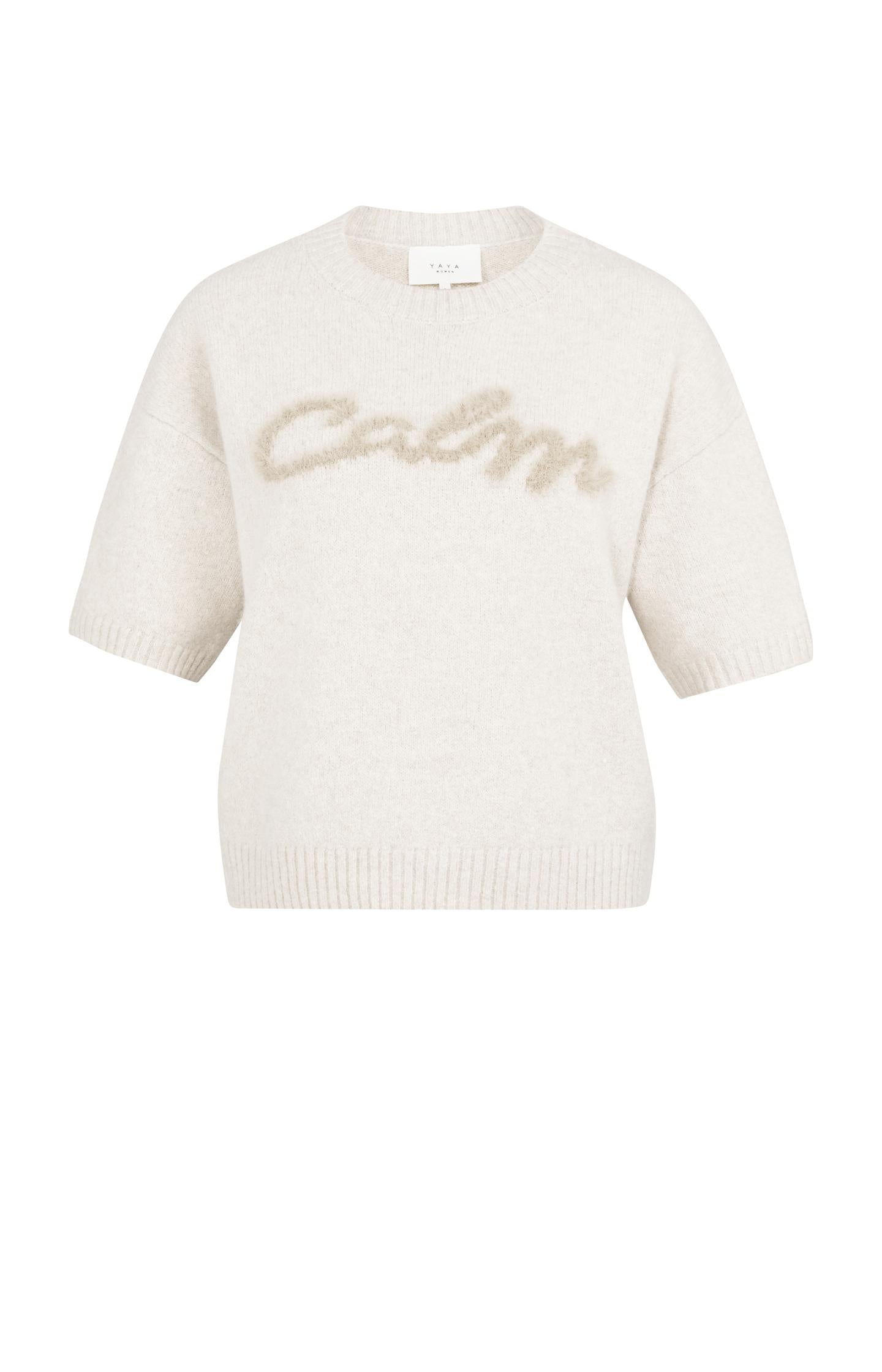 Short sleeve sweater with fluffy text detail - Type: lookbook