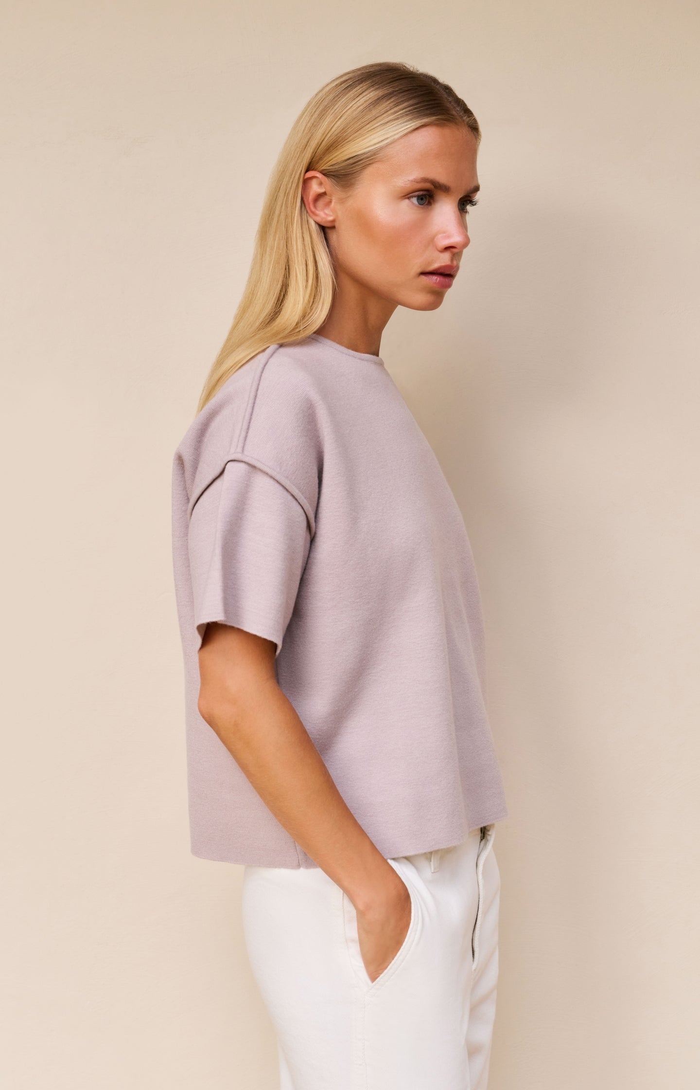 Short sleeve sweater with seam details - Type: lookbook