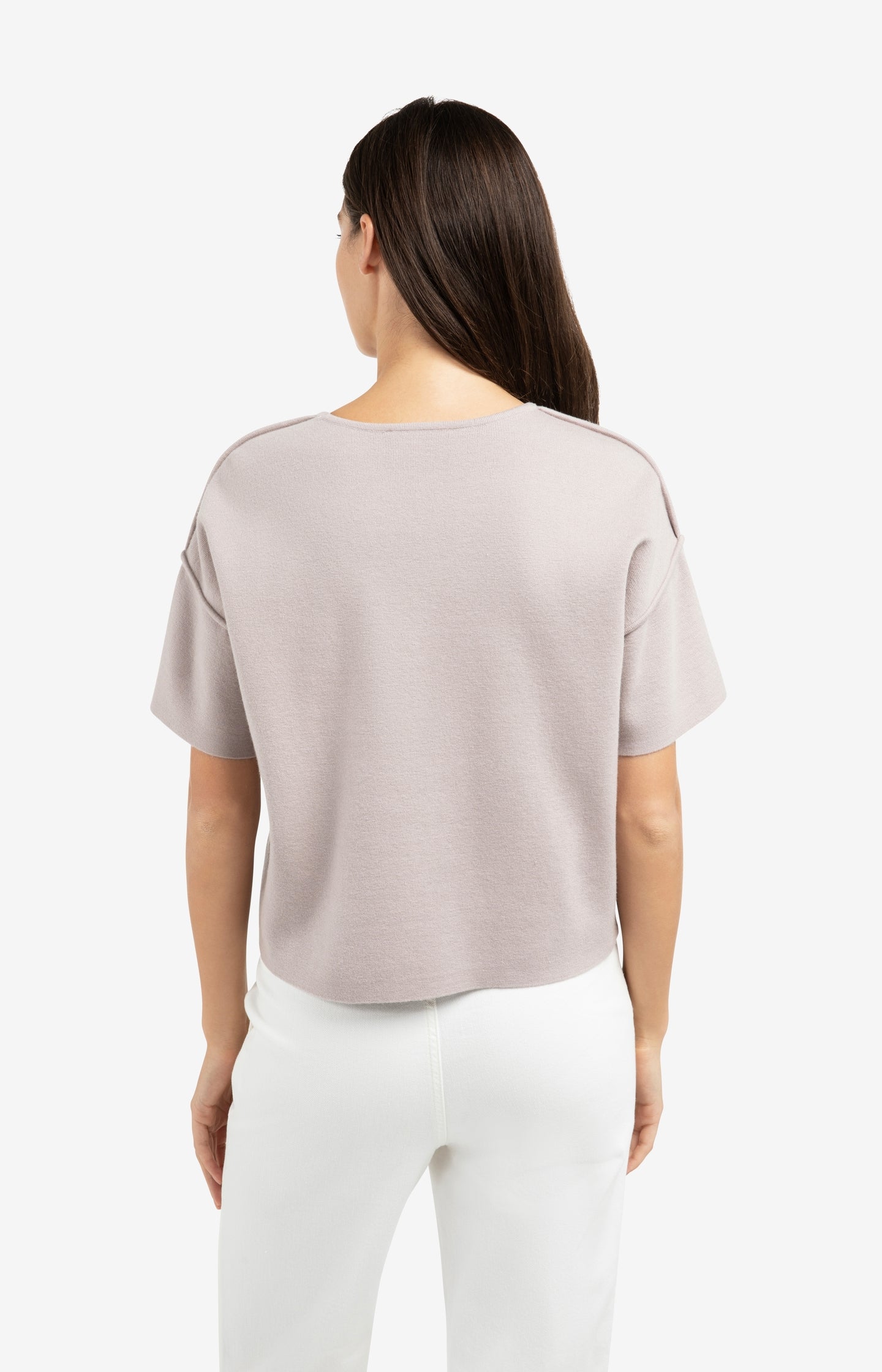 Short sleeve sweater with seam details