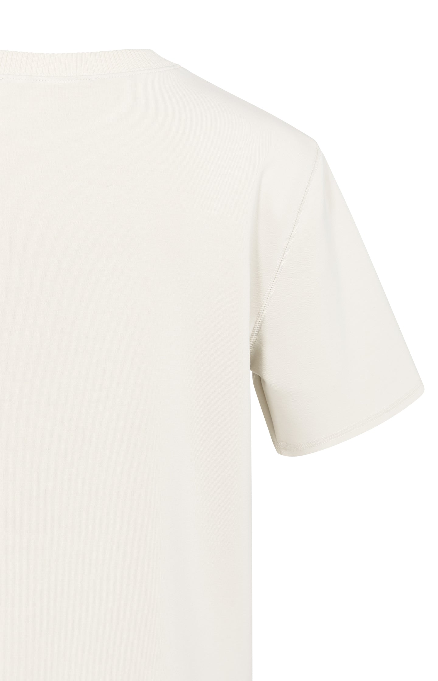 Short sleeve sweatshirt with ribbed knit neckline