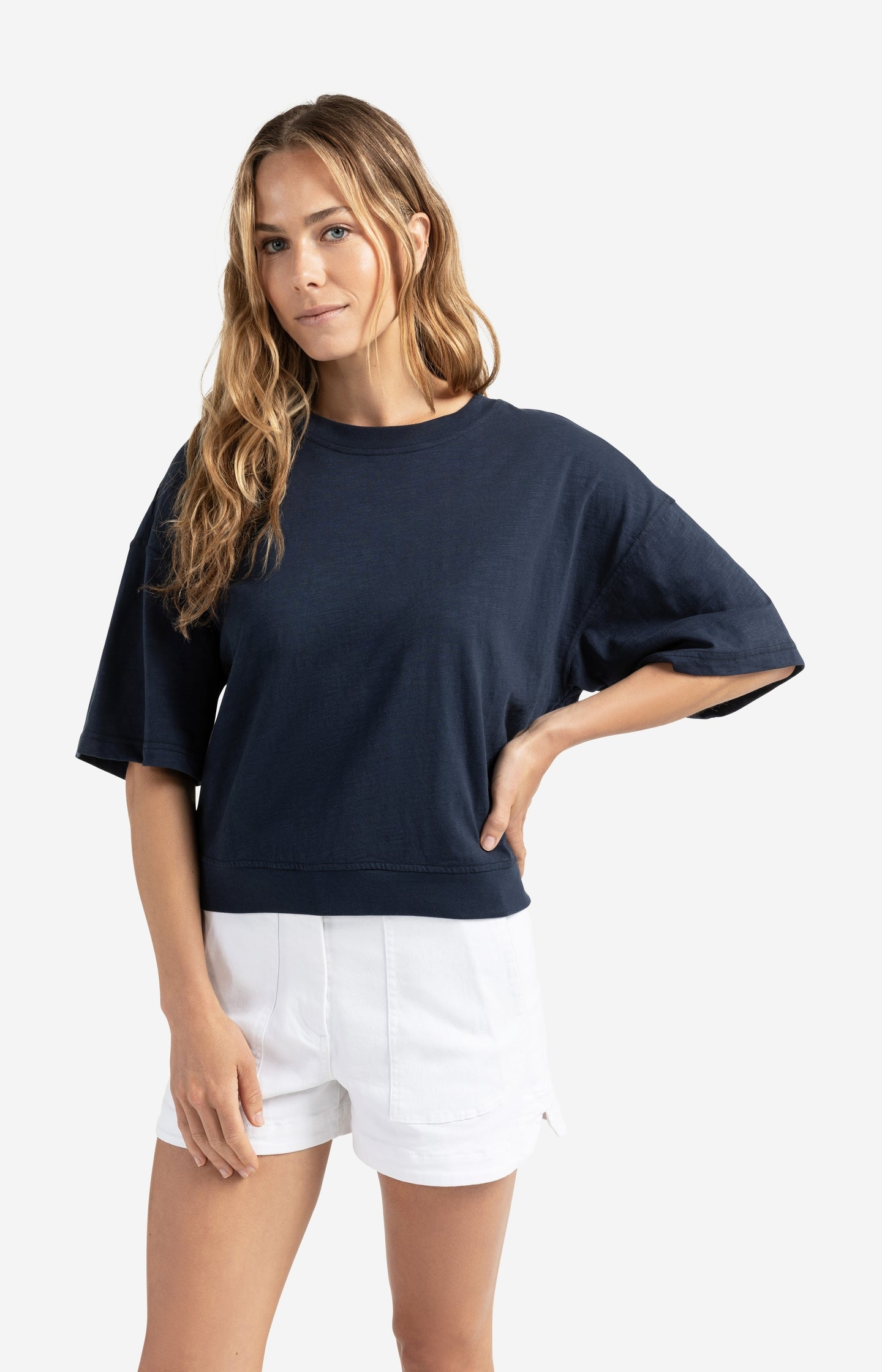 Short sleeve T-shirt with slub texture