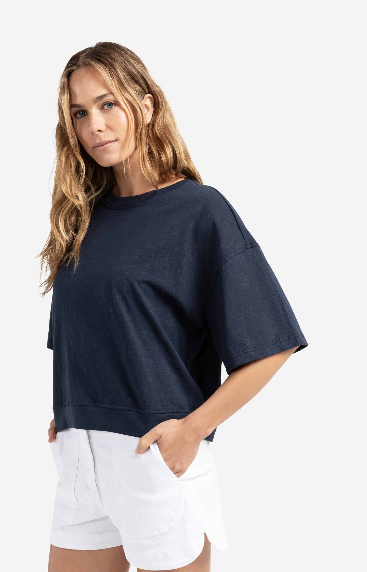 Short sleeve T-shirt with slub texture