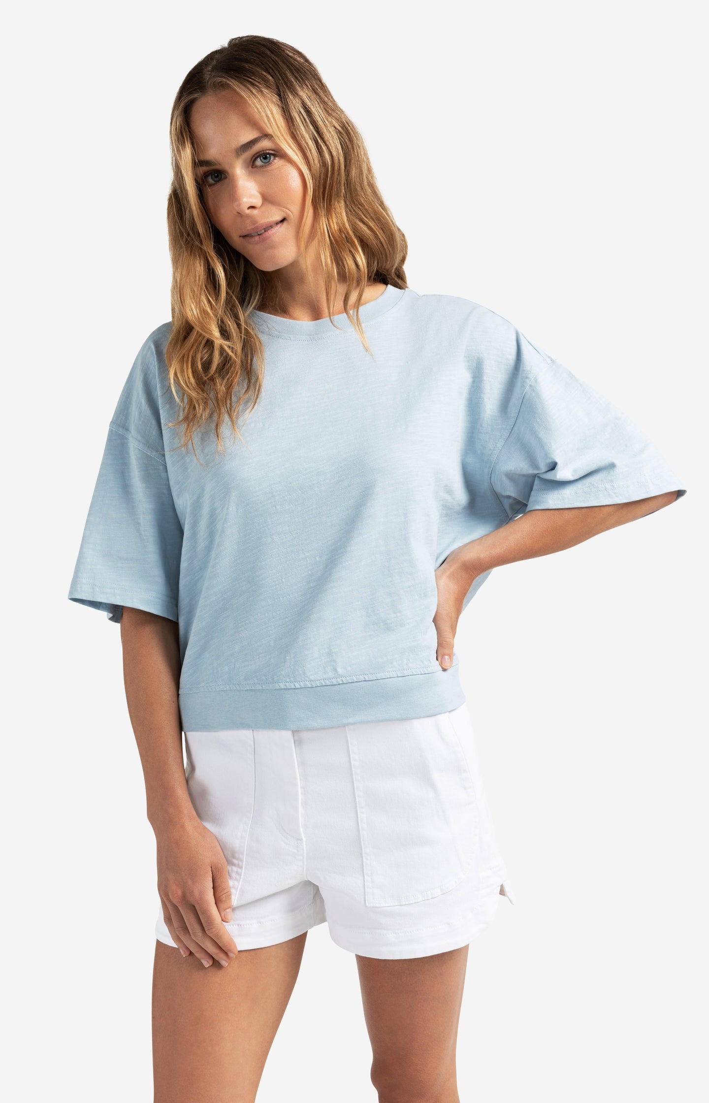 Short sleeve T-shirt with slub texture