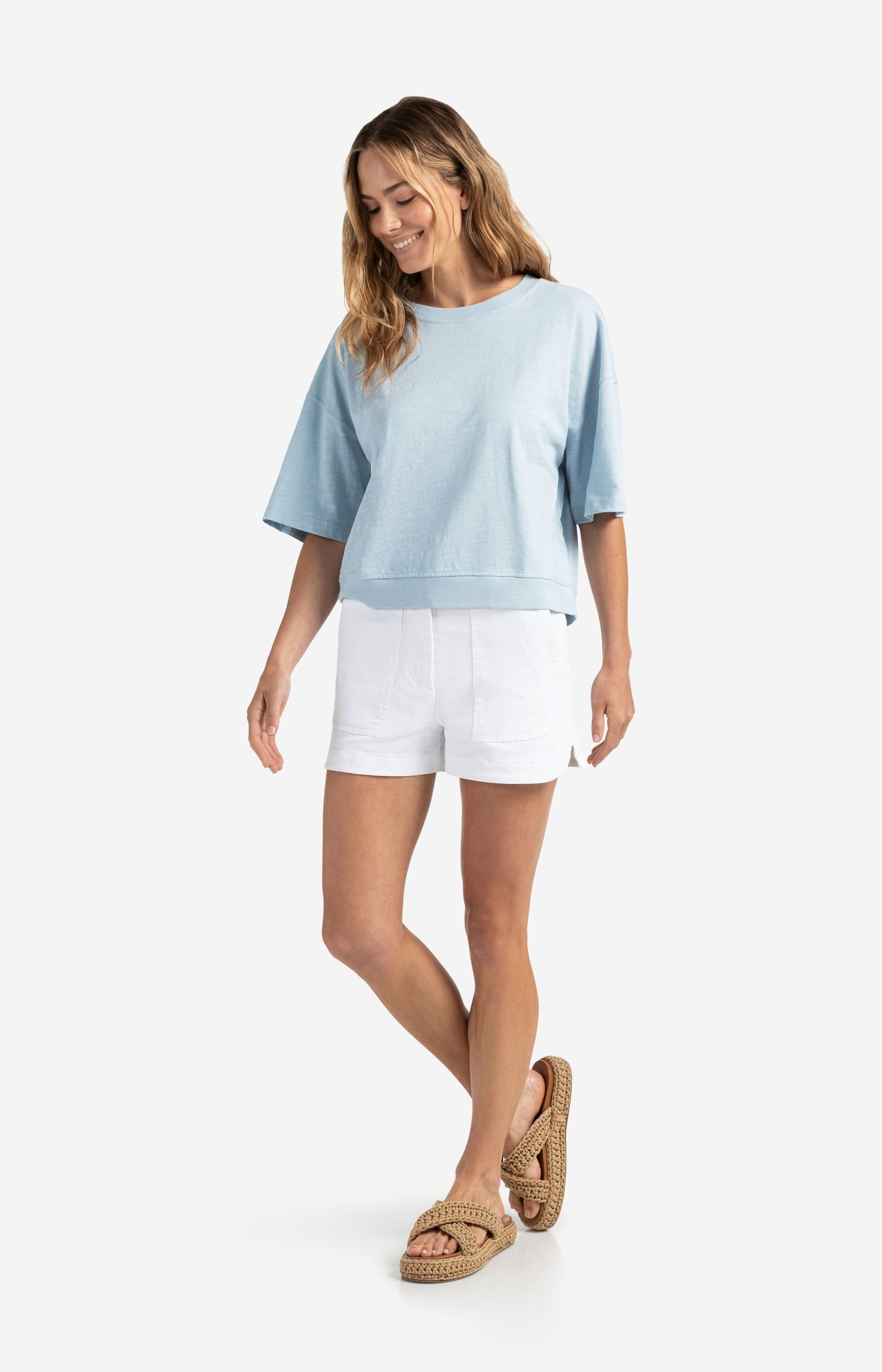 Short sleeve T-shirt with slub texture