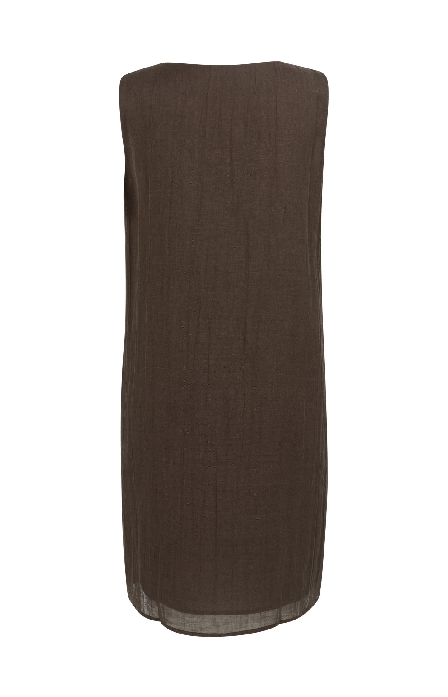 Short sleeveless dress with V-neck and belt