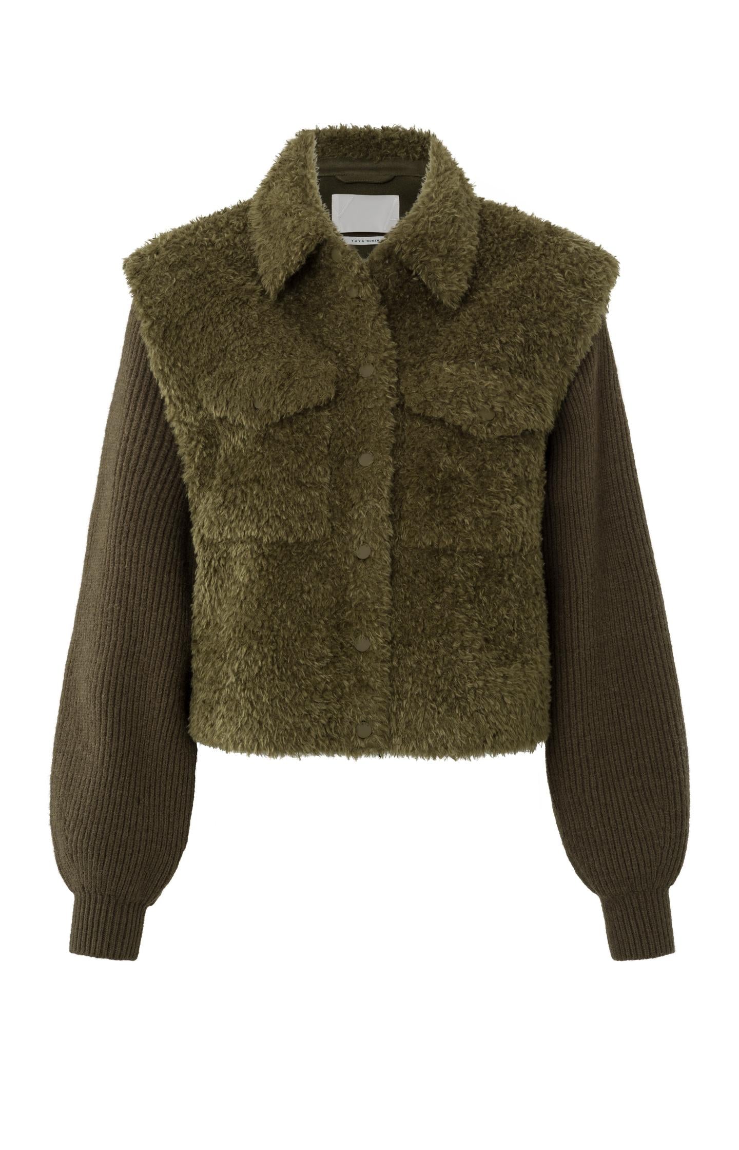 Dark green teddy jacket best sale