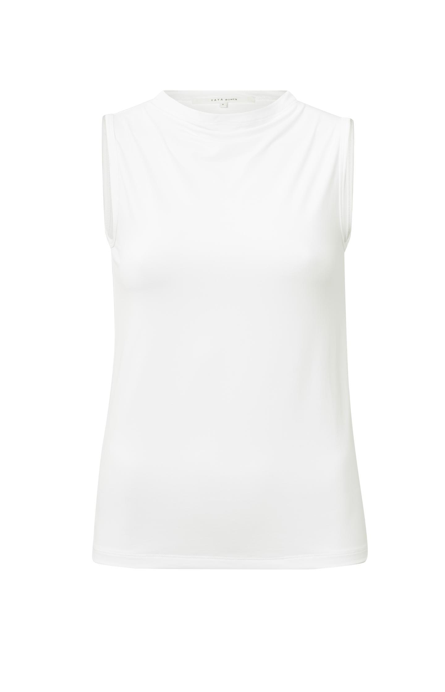 Singlet with detailed neck in regular fit - Pure White - Type: product