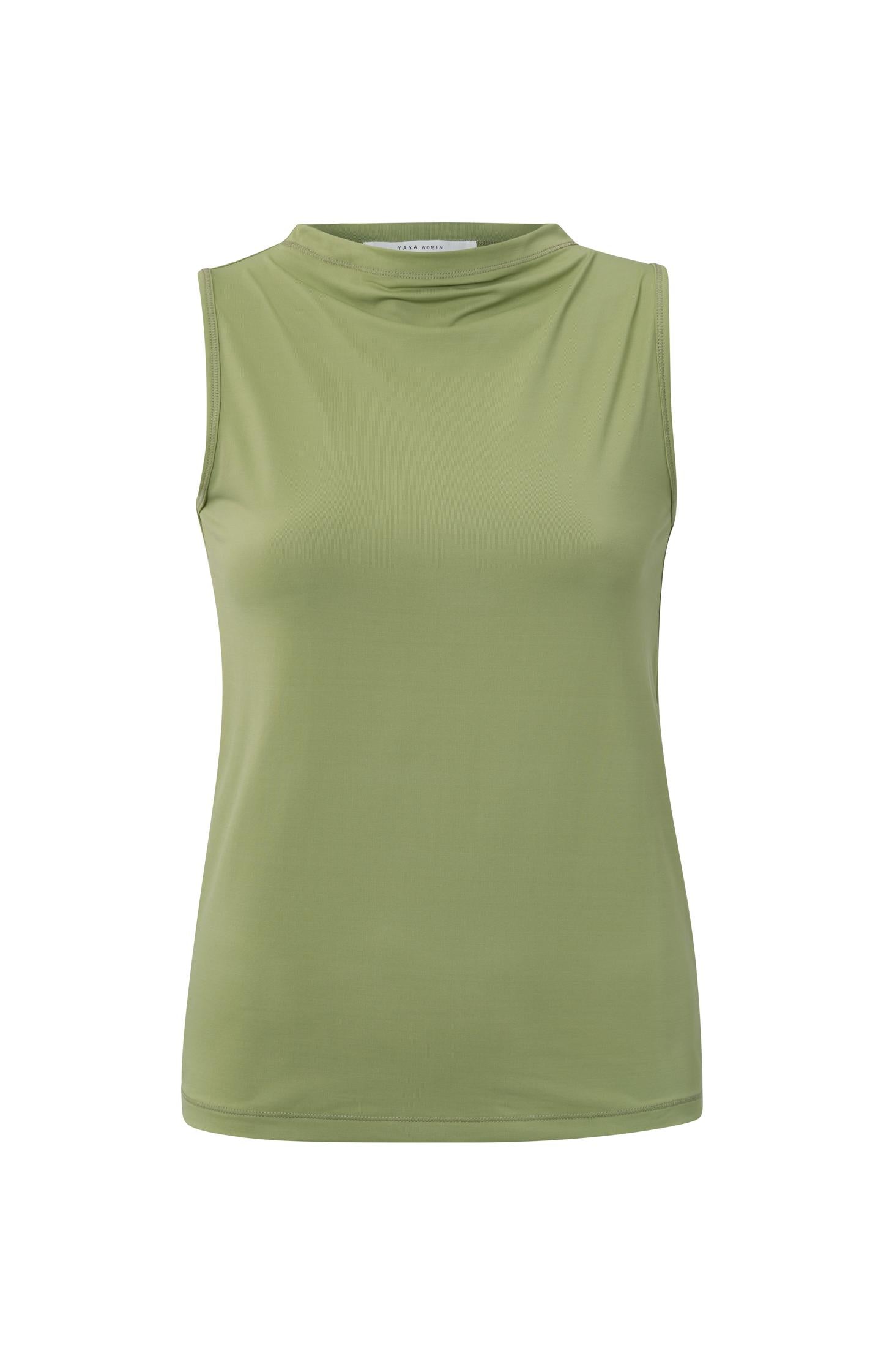 Singlet with detailed neck in regular fit - Sage Green - Type: product