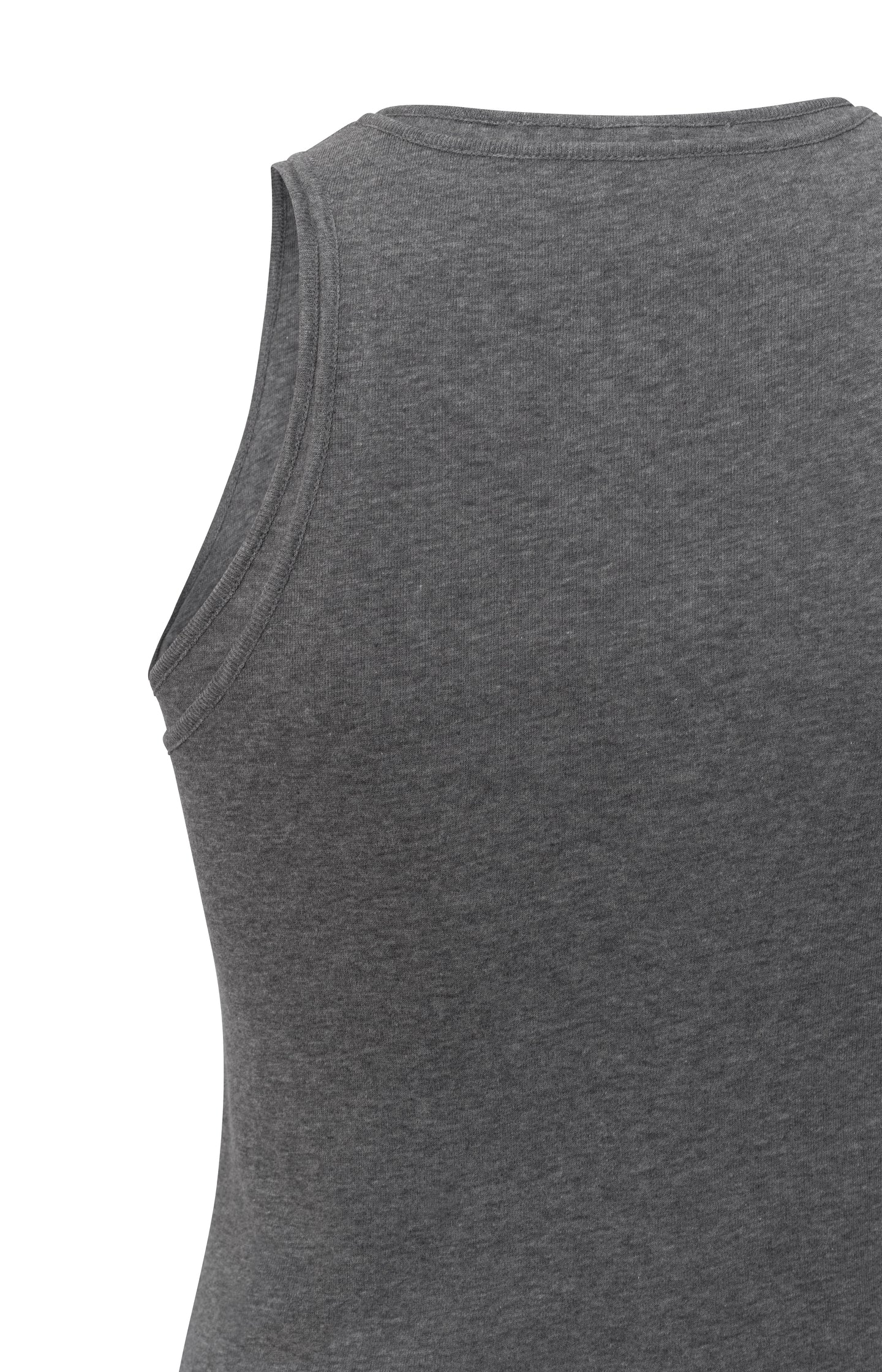 Double layered singlet with high round neck in regular fit