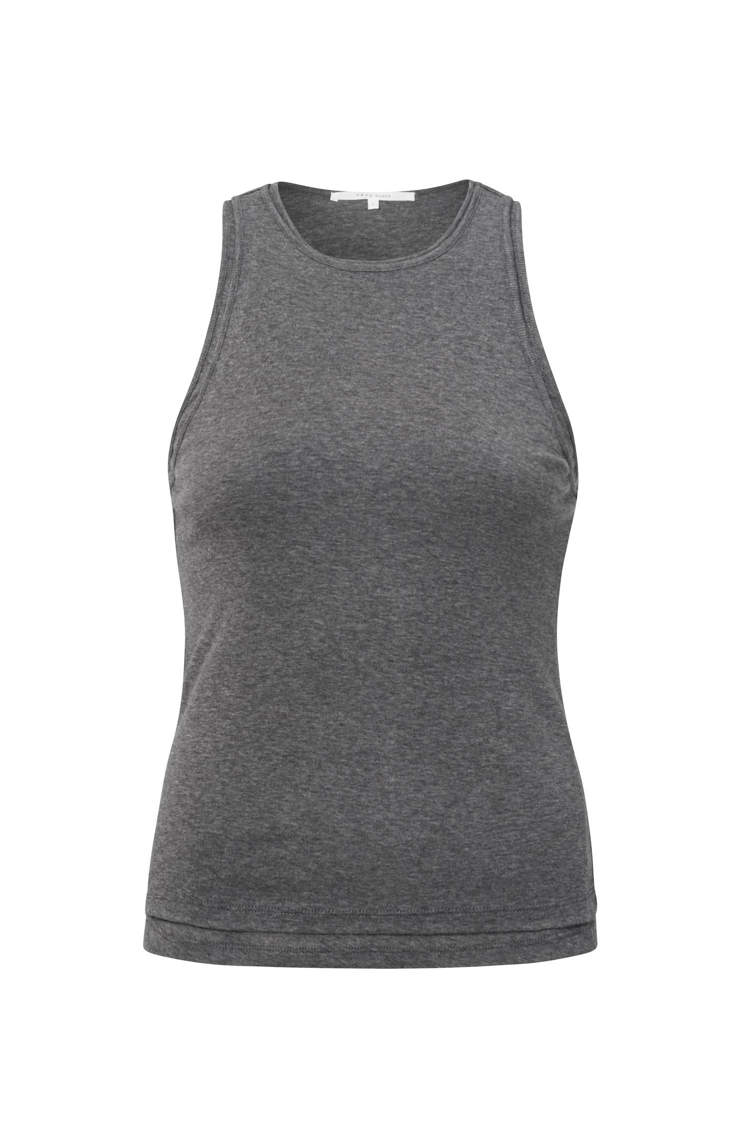 Double layered singlet with high round neck in regular fit - Type: product