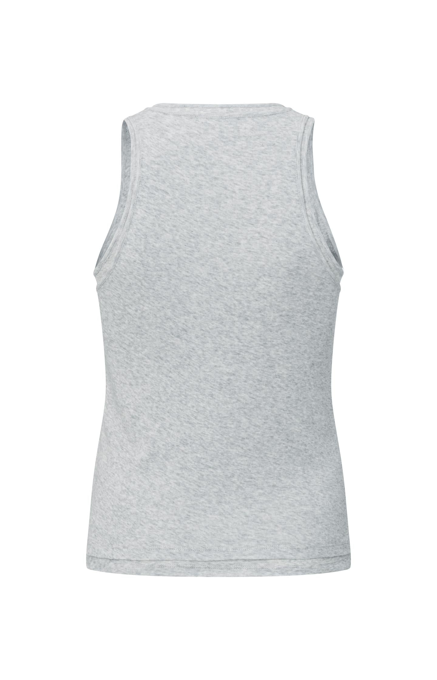 Double layered singlet with high round neck in regular fit