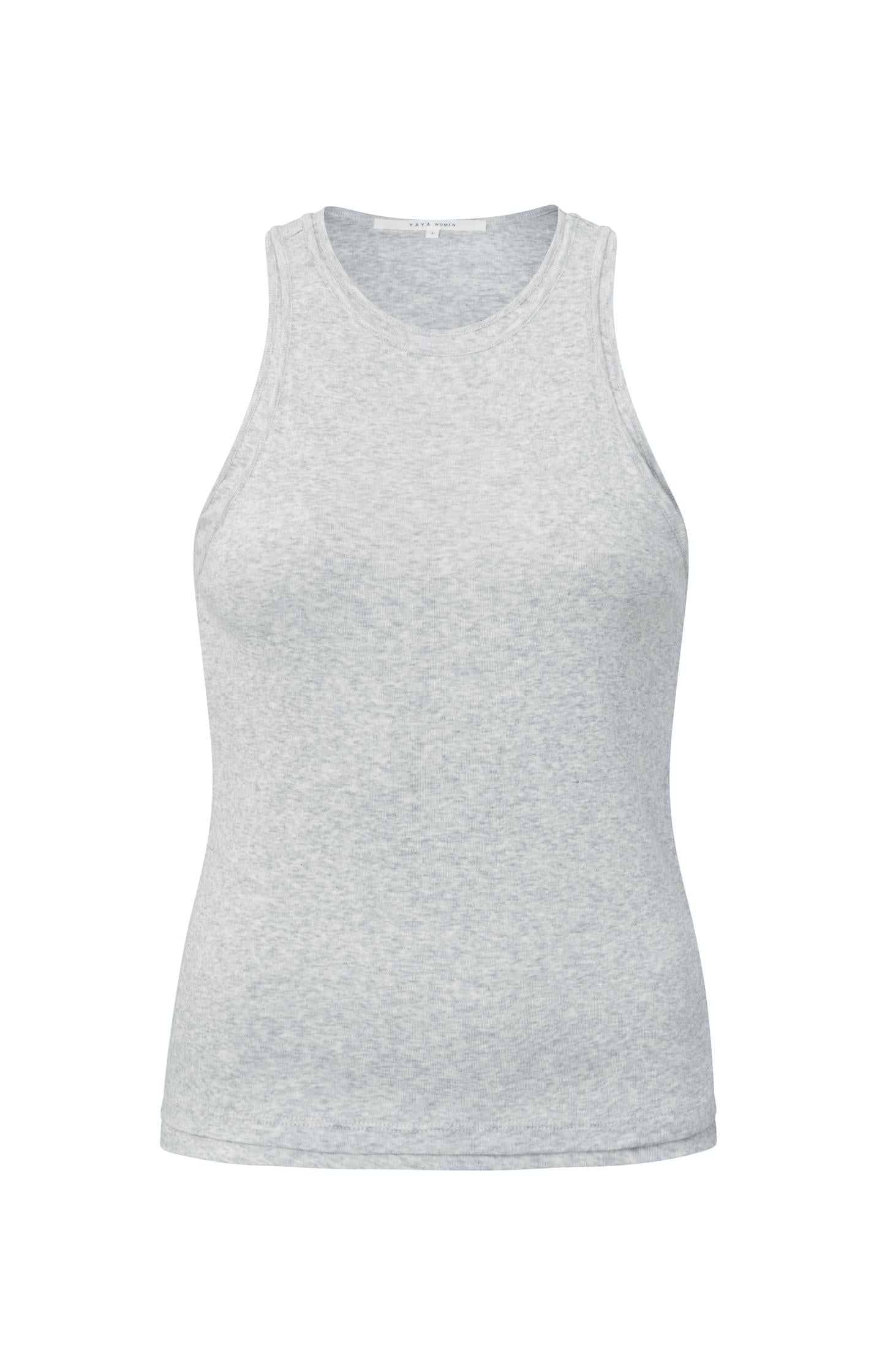 Double layered singlet with high round neck in regular fit - Type: product