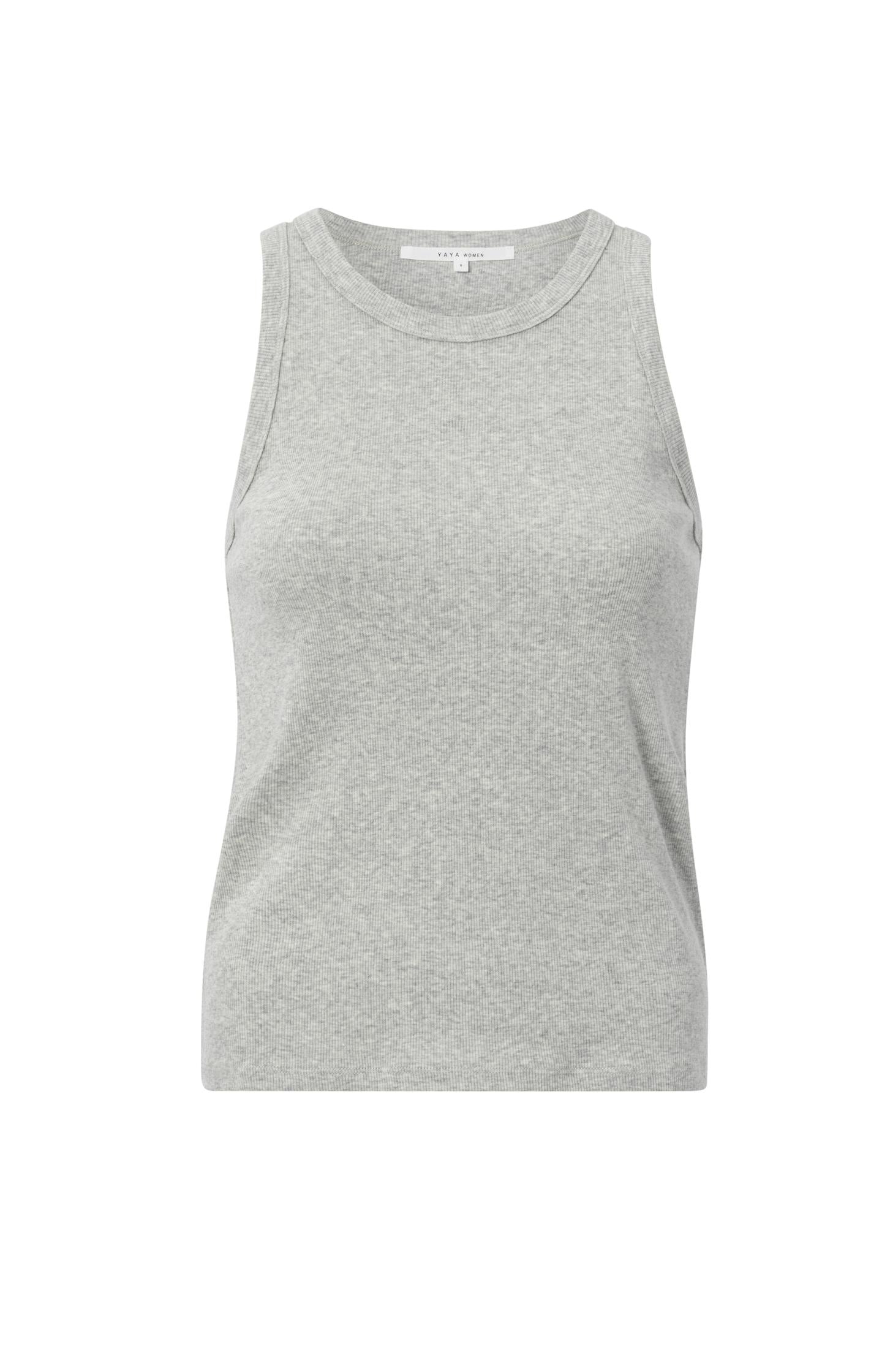 Singlet with round neck, regular fit and cotton rib fabric - Type: product