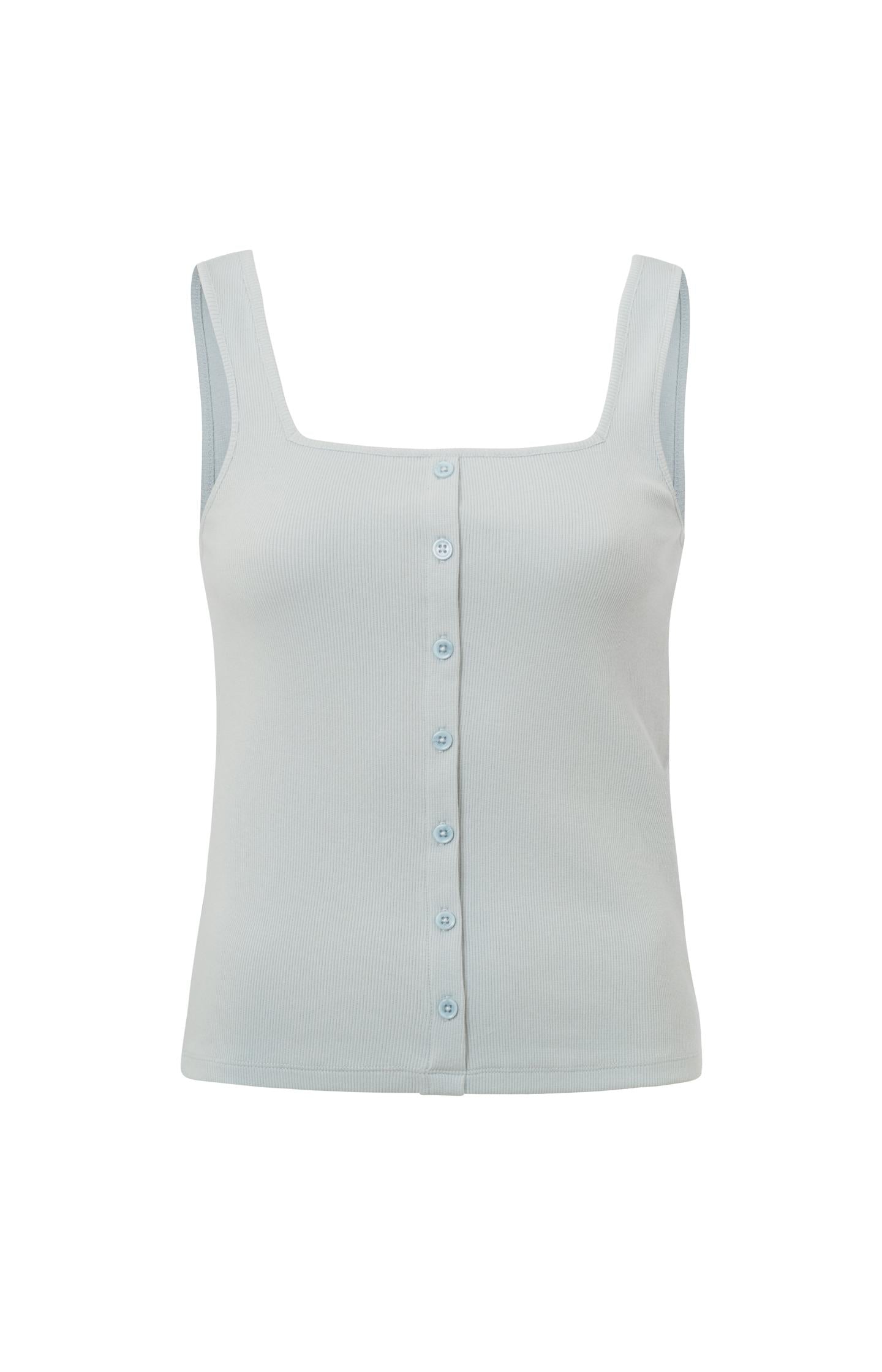 Singlet with square neck and buttons in regular fit - Type: product