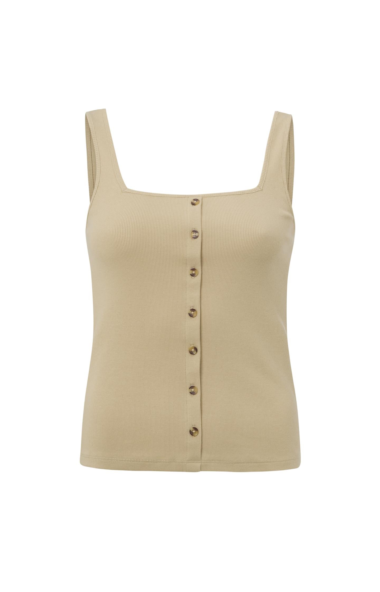 Singlet with square neck and buttons in regular fit - Type: product