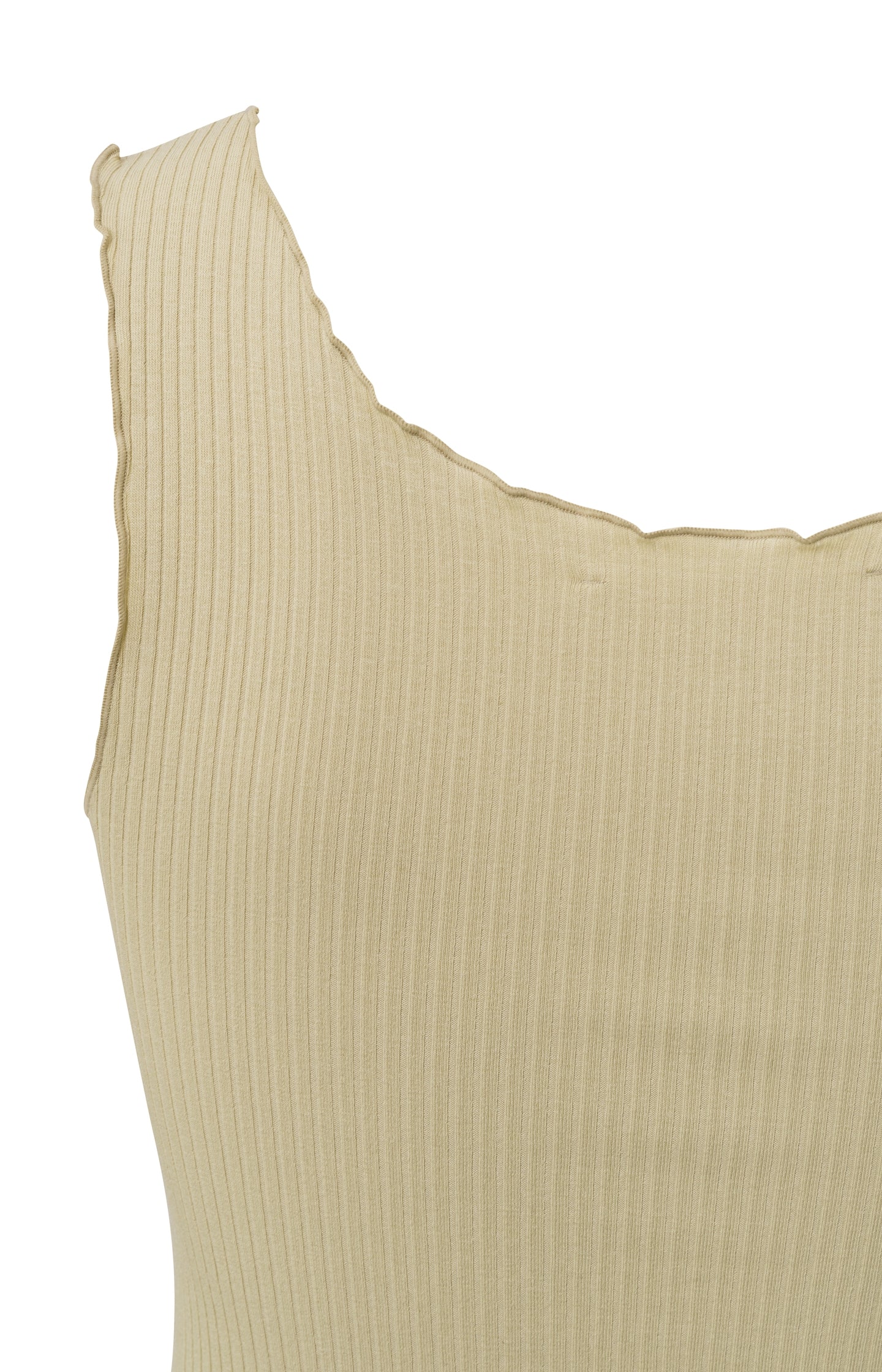 Singlet with square neck and frilled seams in regular fit