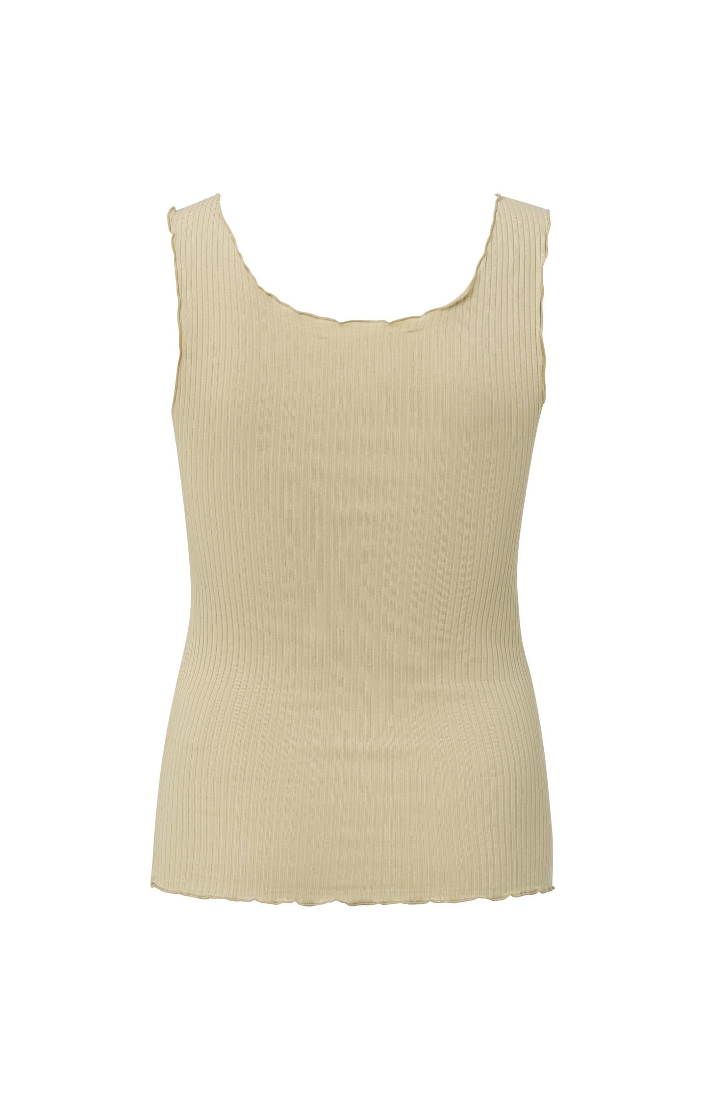 Singlet with square neck and frilled seams in regular fit