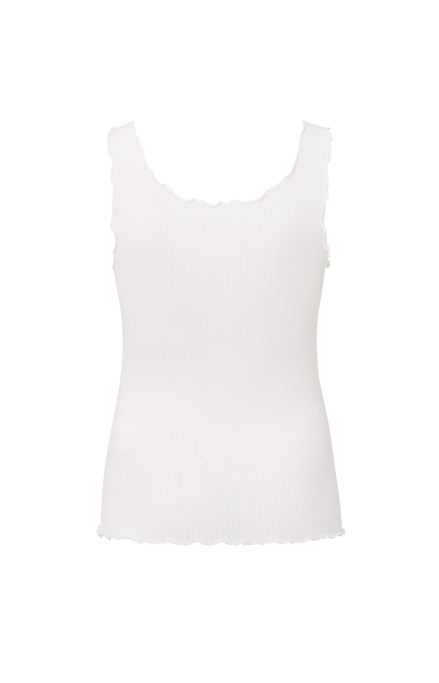 Singlet with square neck and frilled seams in regular fit