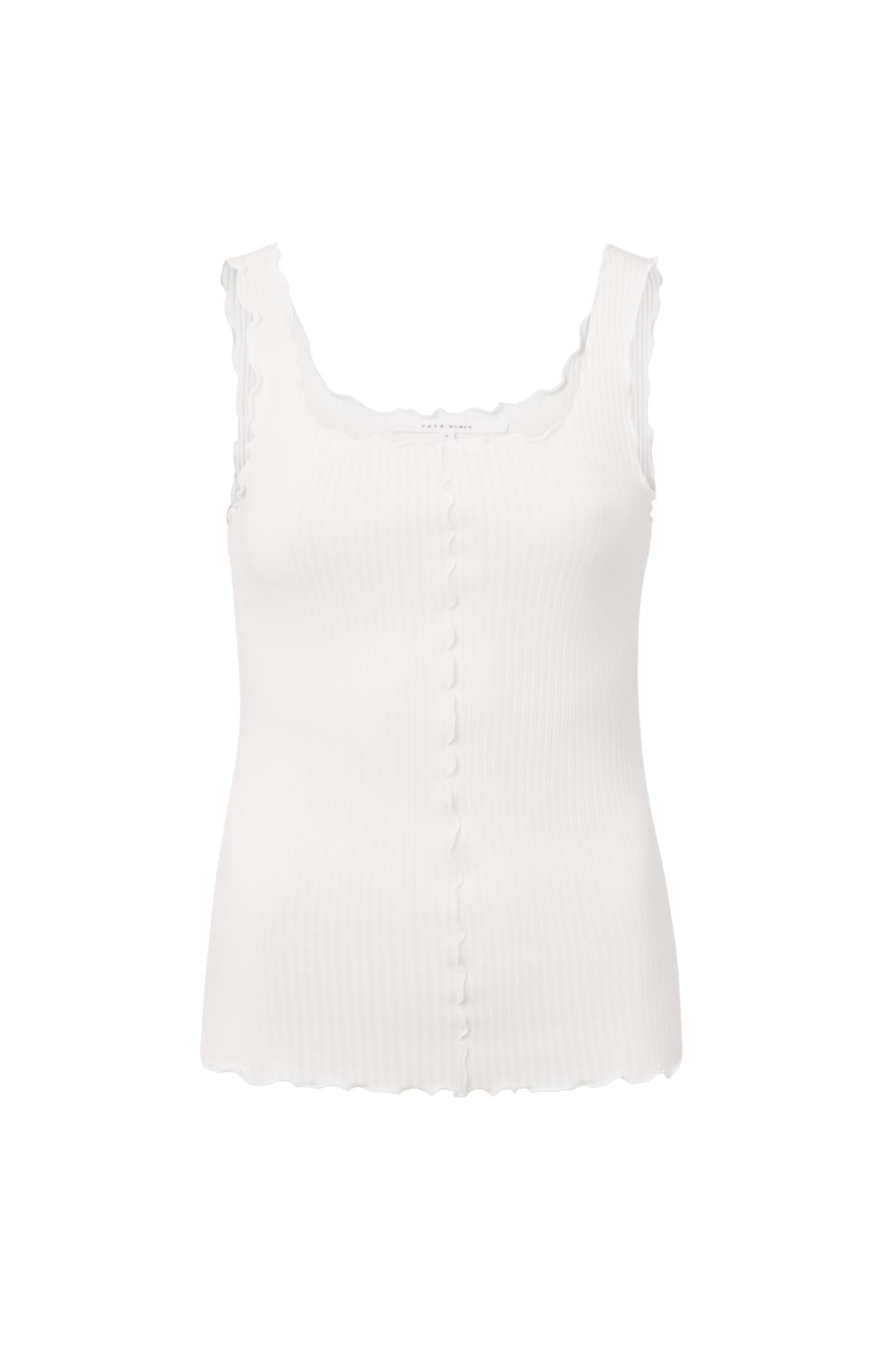 Singlet with square neck and frilled seams in regular fit - Type: product