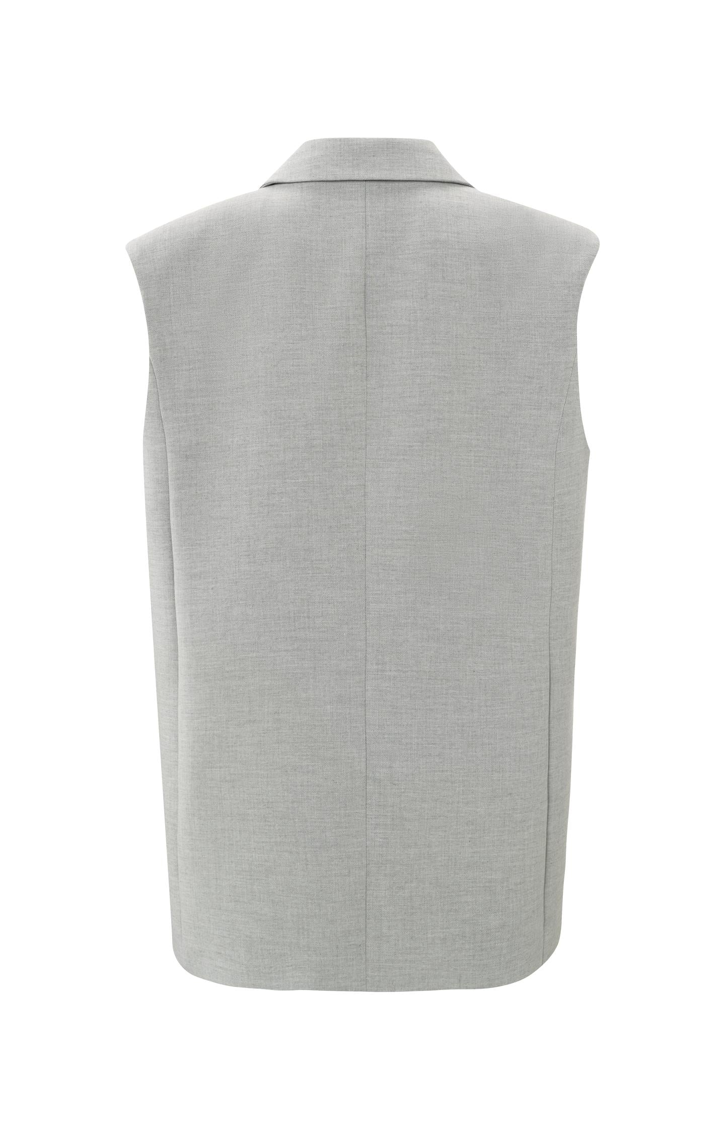 Sleeveless blazer with pockets, buttons and padded shoulders