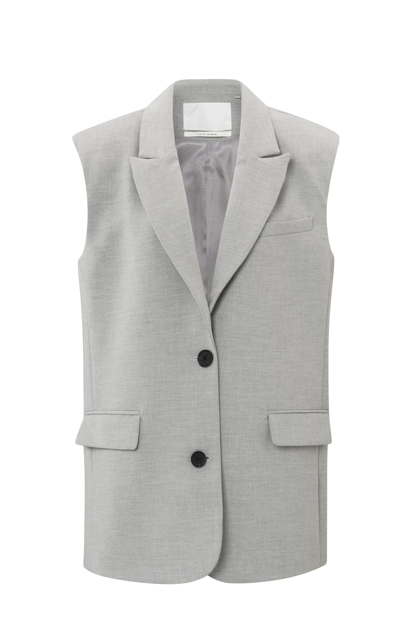 Sleeveless blazer with pockets, buttons and padded shoulders - Type: product