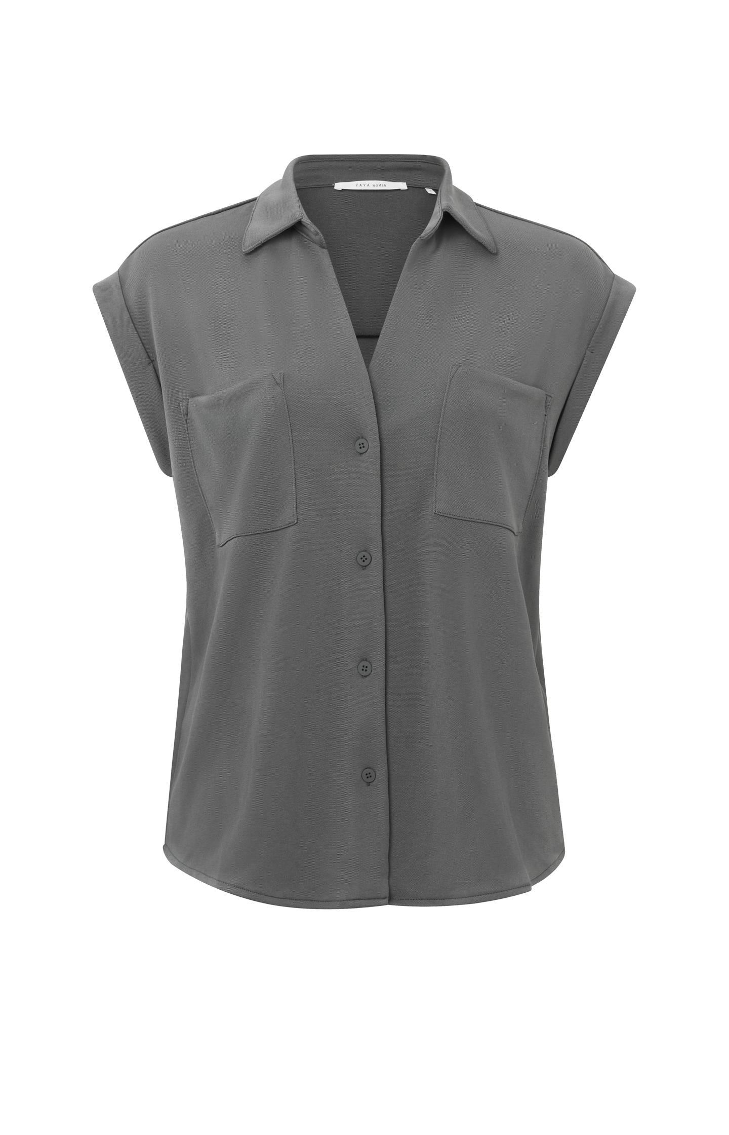 Sleeveless button up blouse with V-neck and chest pockets - Type: product