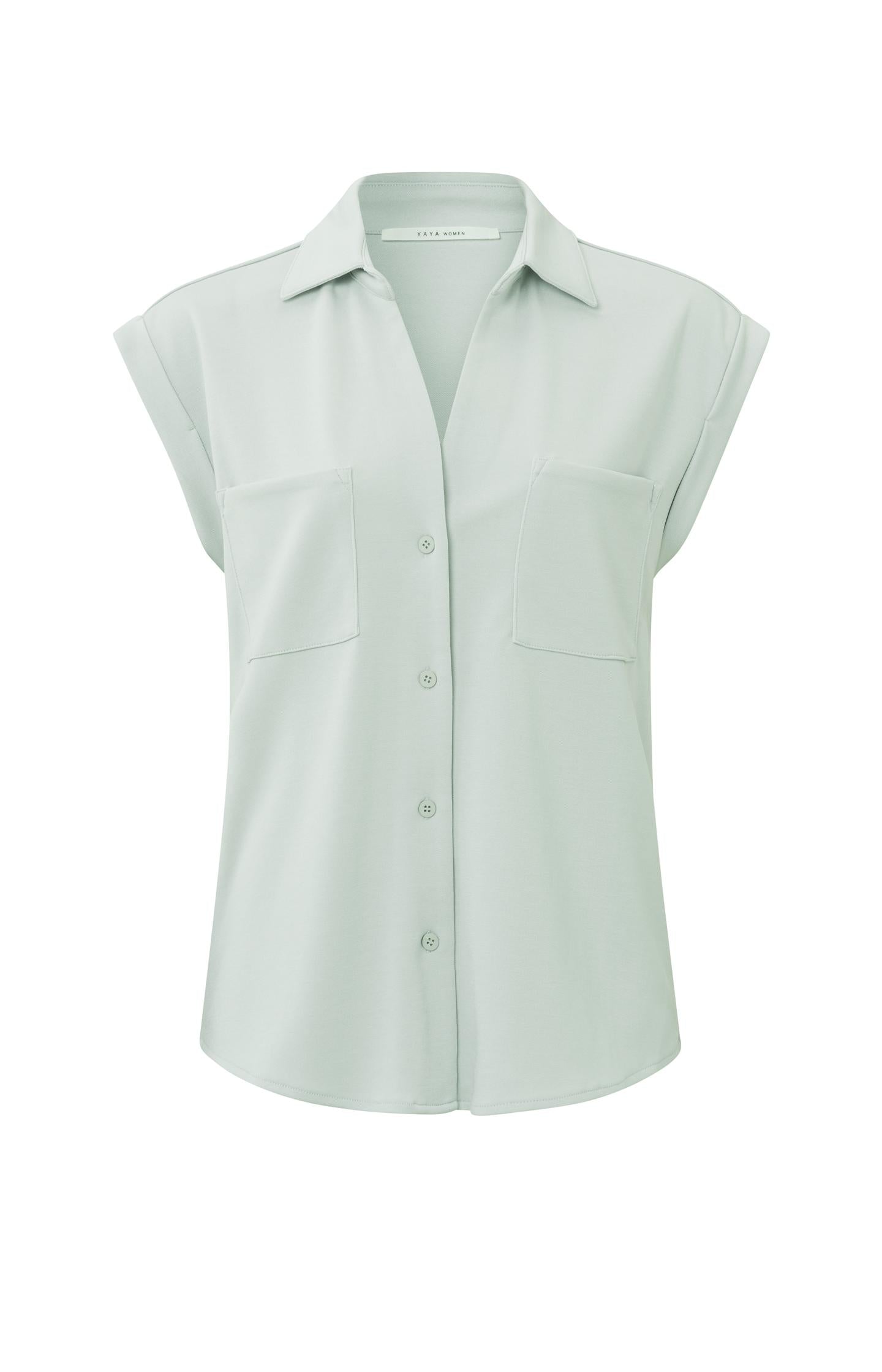 Sleeveless button up blouse with V-neck and chest pockets - Type: product