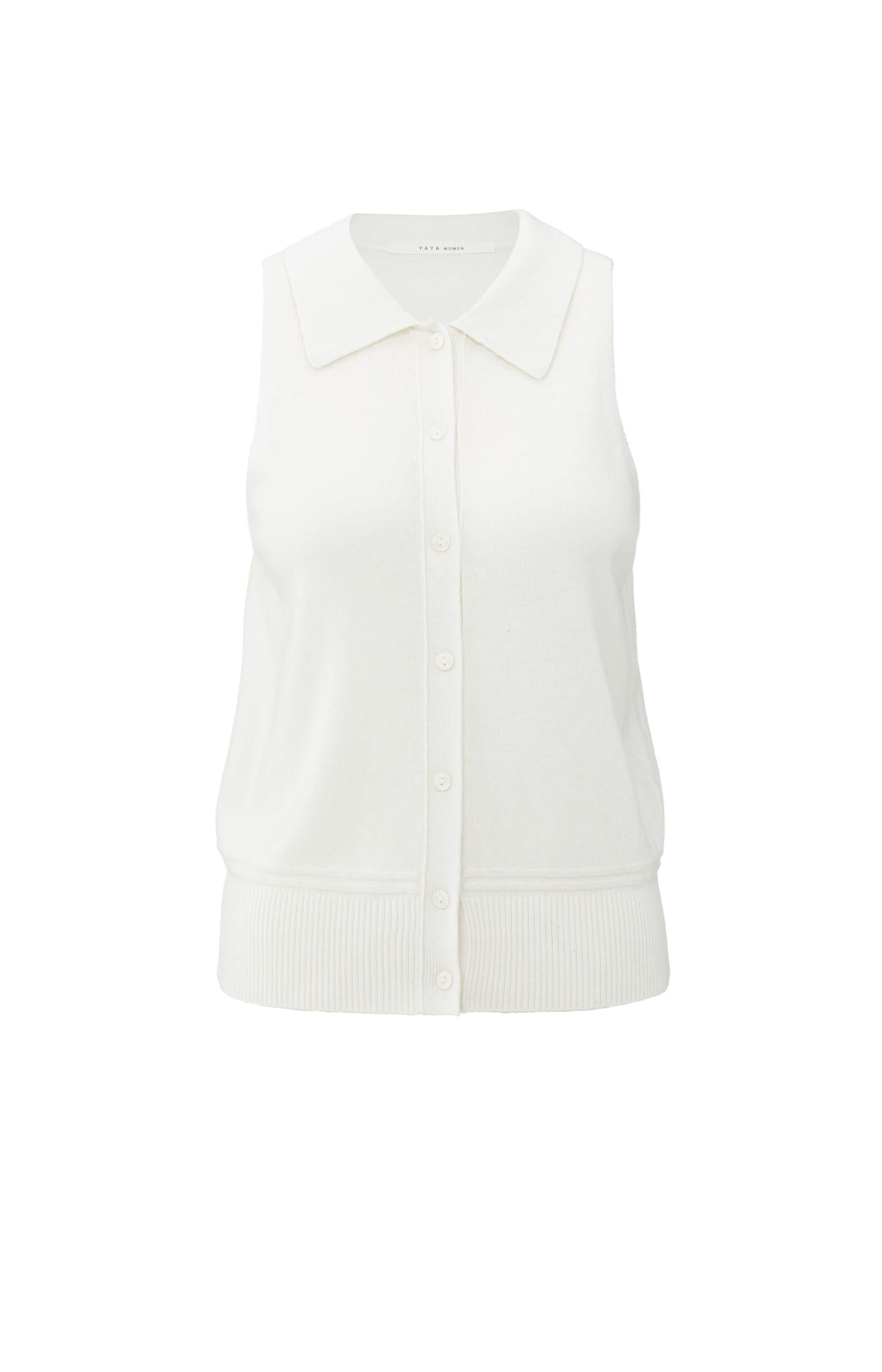 Sleeveless cardigan with collar and button closure - Type: product