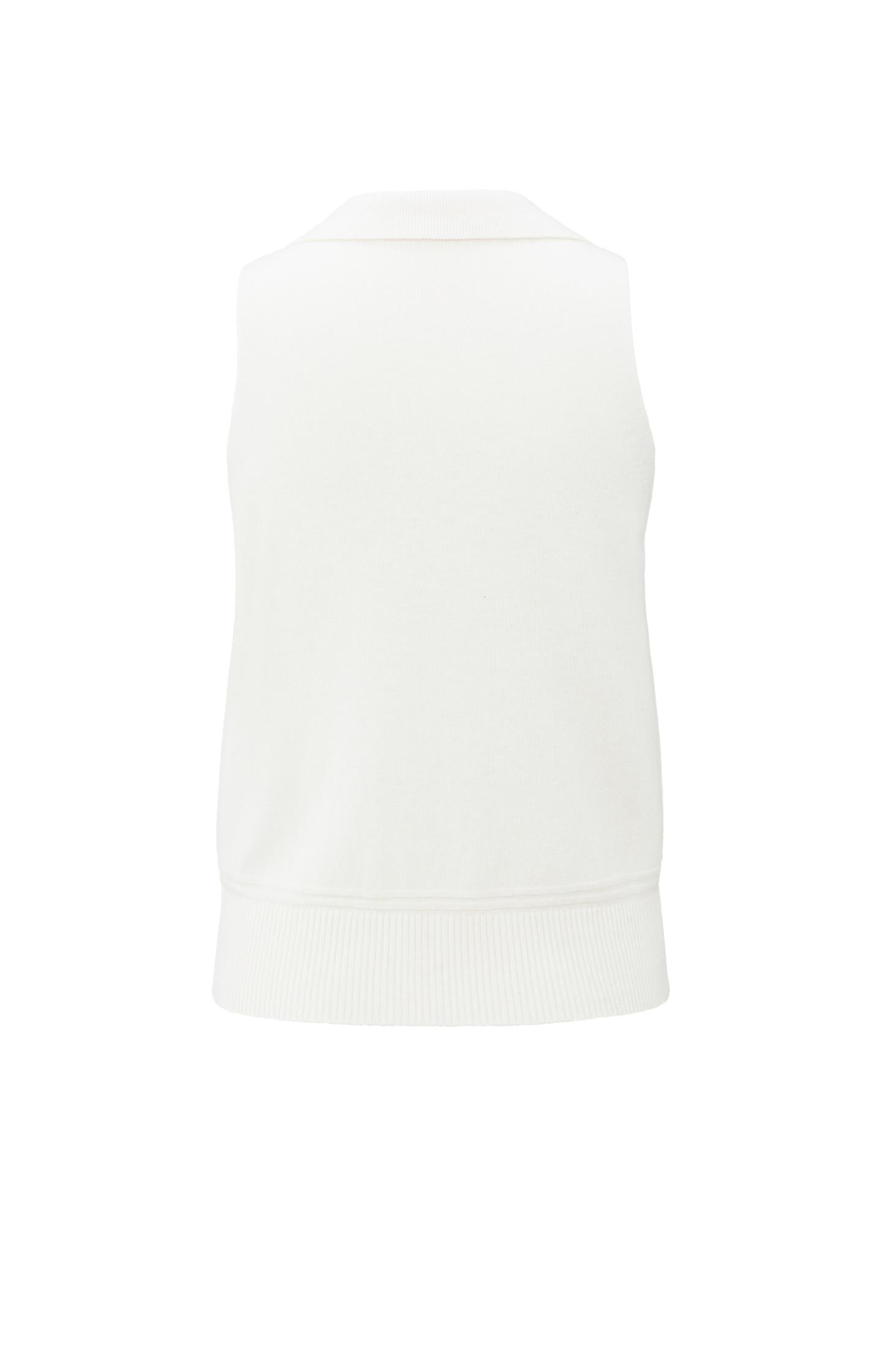 Sleeveless cardigan with collar and button closure