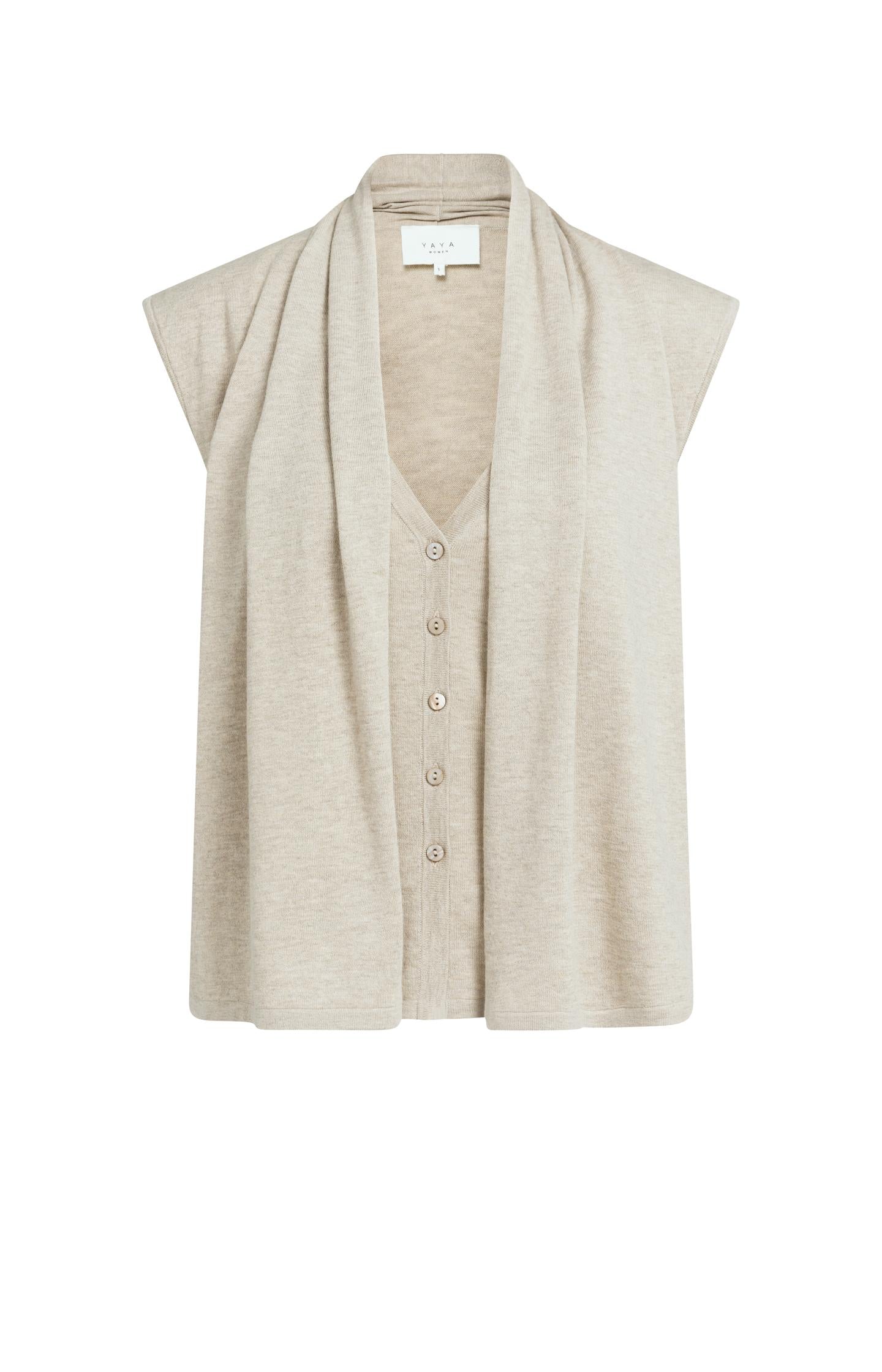 Sleeveless cardigan with double layer and buttons - Type: lookbook